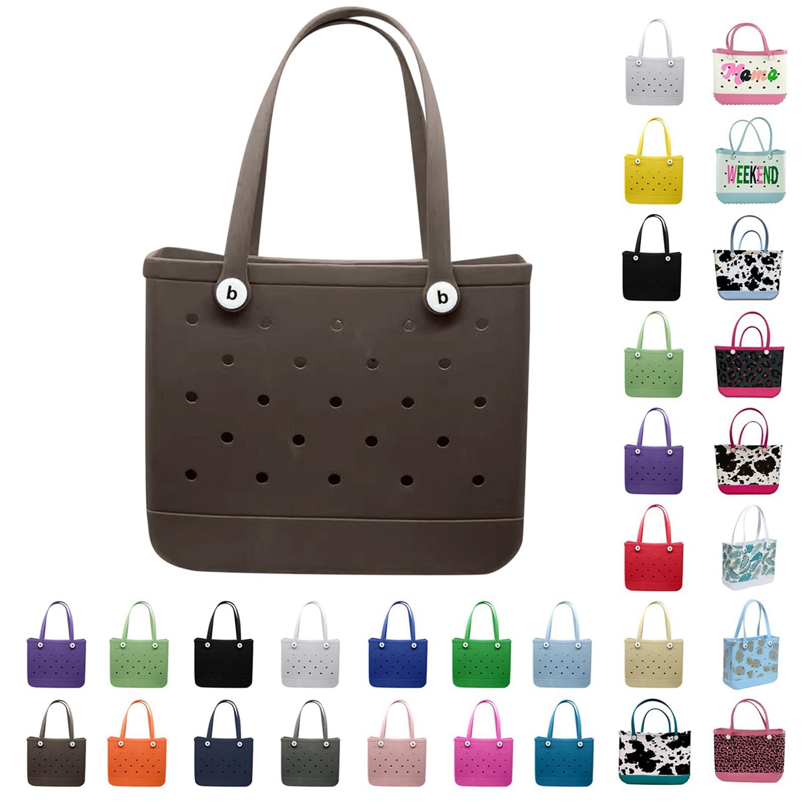EVA Extra Large Waterproof Beach Tote Bag - Durable Washable Rubber Tote for Beach, Boat, Pool, Sports & Outdoor Adventures