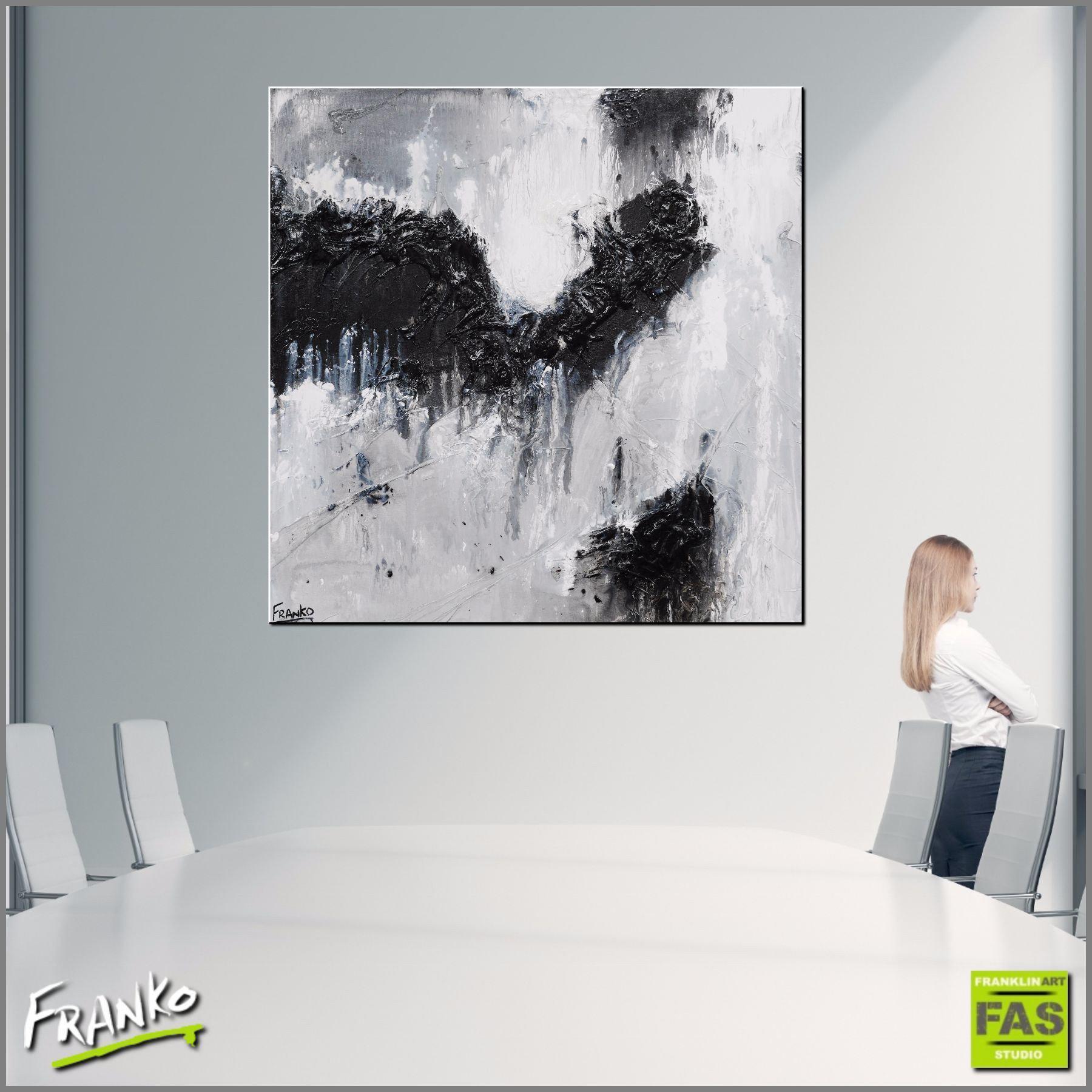 Blackout Beauty 100cm x 100cm Black and White Abstract Canvas Art - Modern Wall Decor for Living Room, Bedroom & Office