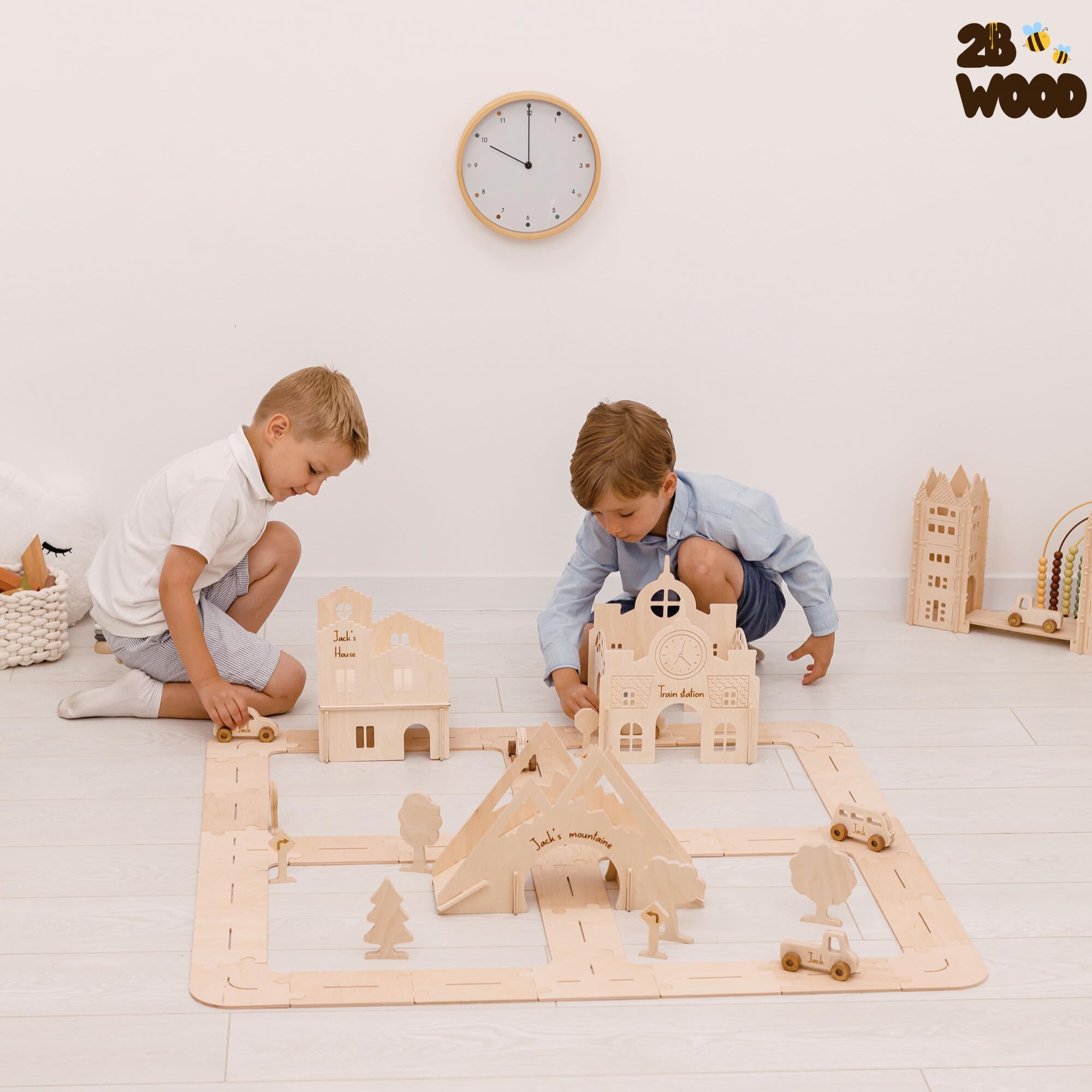 Personalized Wooden Car Track Toy for Toddlers & Kids - Extra Large Educational Race Track Set for Boys - Wooden Toys for Learning & Play - Perfect for Indoor Playrooms & Birthday Gifts - Great Christmas Present for Boys 3-6 Years Old