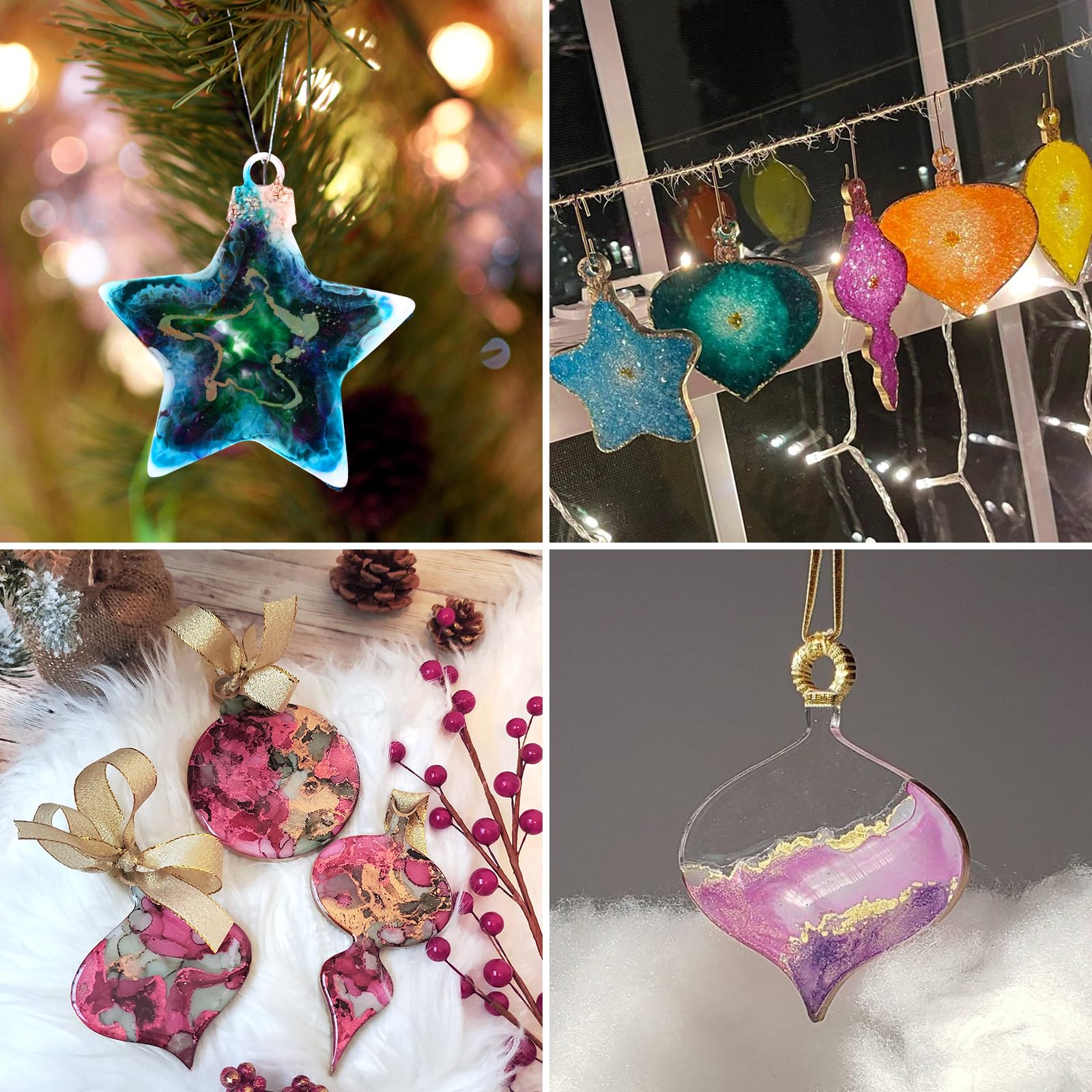 2-Piece Christmas Resin Silicone Molds for Epoxy - DIY Holiday Ornament & Jewelry Making - Perfect for Xmas Crafts, Pendants, and Festive Home Decor Gifts