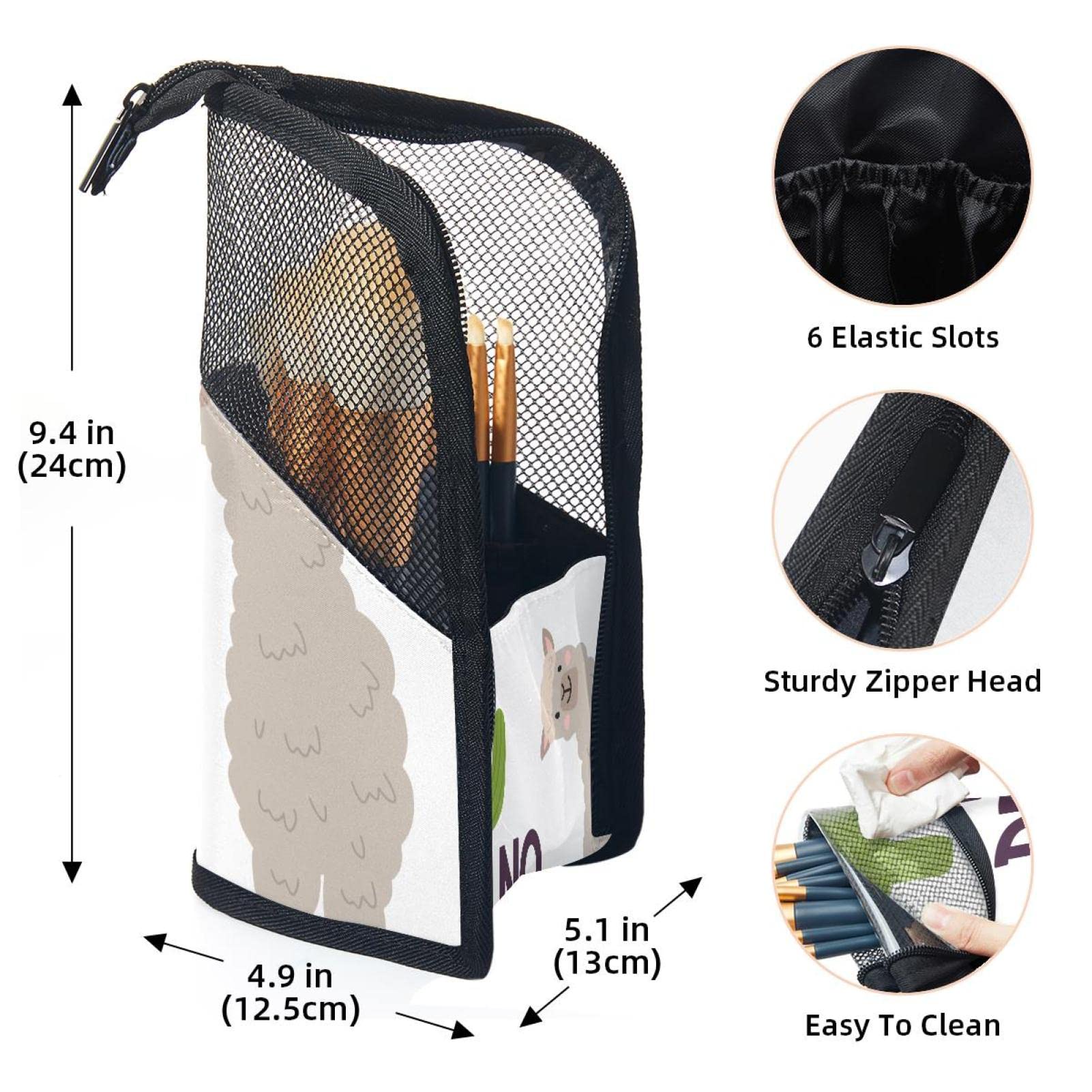 Portable Makeup Brush Organizer Bag with 12 Slots - Cute Llama Alpaca Floral Design Travel Cosmetic Brush Holder Case for Makeup Artists & Beauty Lovers - Perfect for Travel, Home Vanity & Professional Use