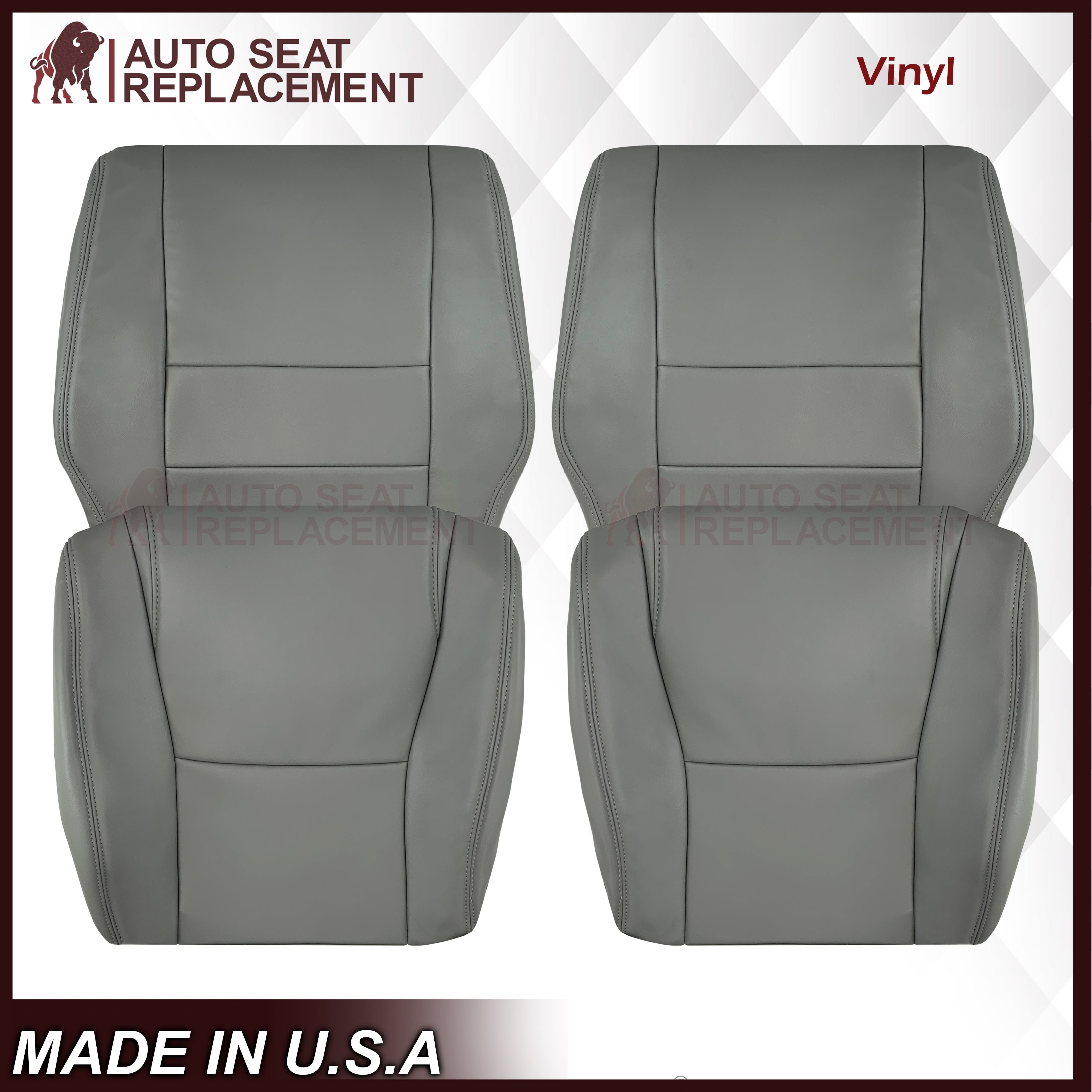 2007-2013 Toyota Sequoia SR5 Genuine Leather Seat Covers Set - Top & Bottom Replacement for Driver/Passenger Side (Gray) | Premium Car Interior Upgrade for Comfort & Style