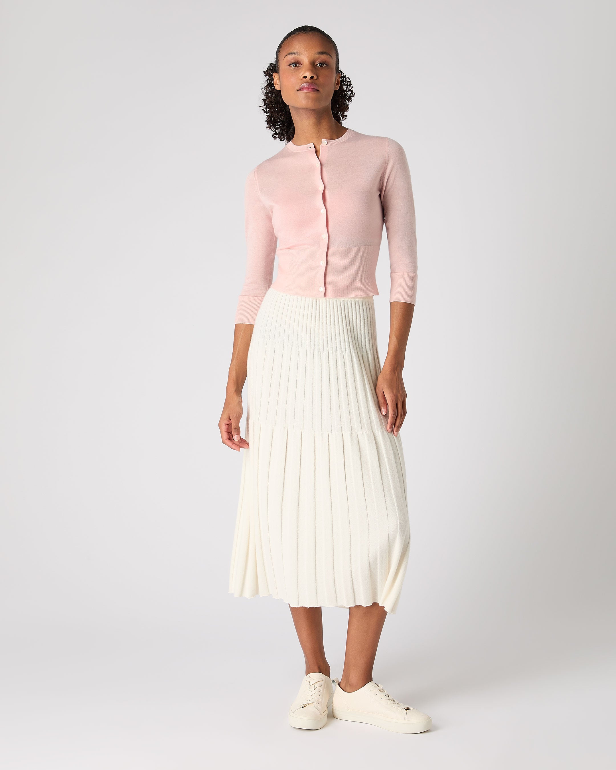 Women's Darcie Superfine Cashmere Cropped Cardigan - Soft Blush Pink Sweater | Perfect for Office Wear & Casual Outfits