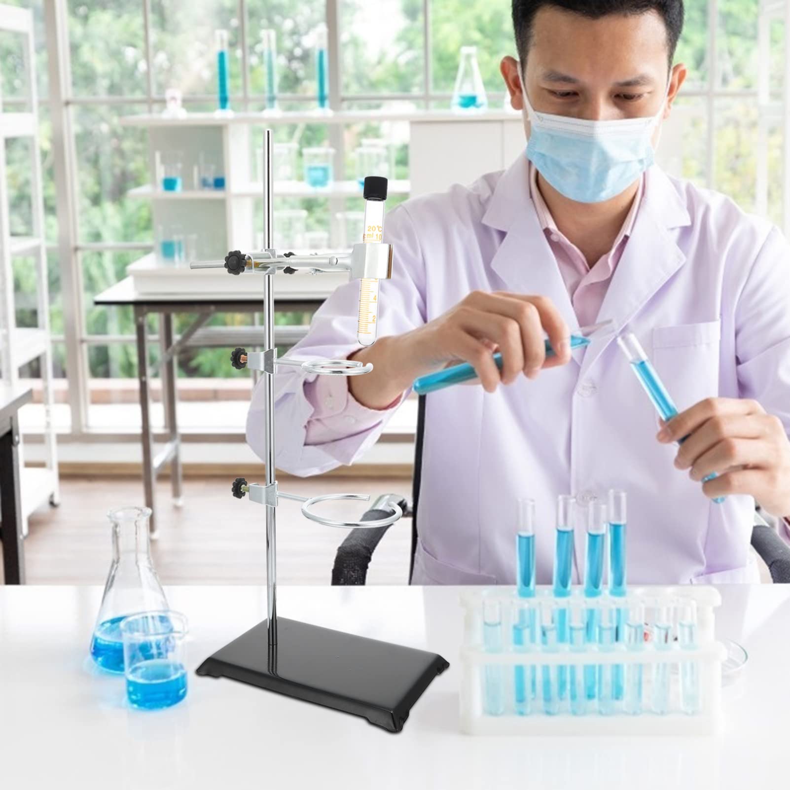 1pc Iron Stand Metal Rack for Laboratory - Heavy Duty Support Stand Rod with Clamp | Lab Equipment Kit, Retort Stand & Essential Supplies | Perfect for Chemistry Experiments, School Labs & Scientific Research