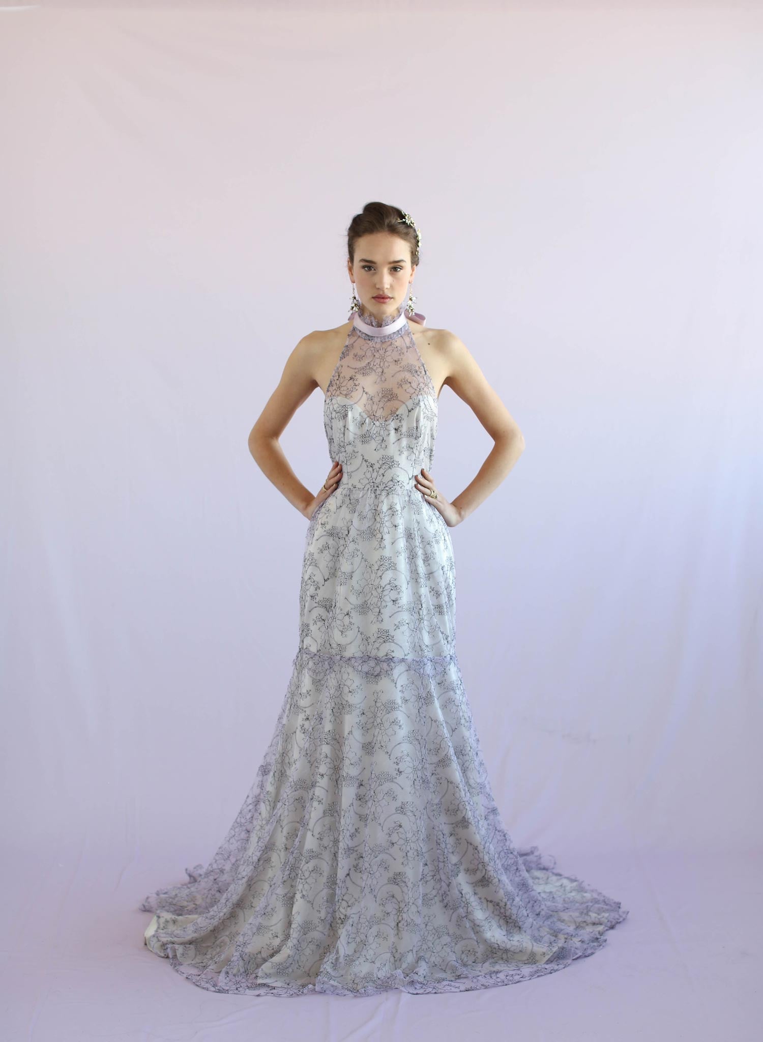 Elegant Wisteria Lace Halter Gown - Style #TH024 | Perfect for Weddings, Prom & Formal Events