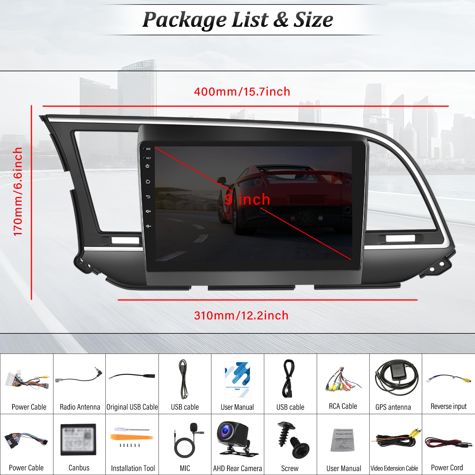 2+64GB Android 13 Car Stereo for Hyundai Elantra 2016-2018 | 9
