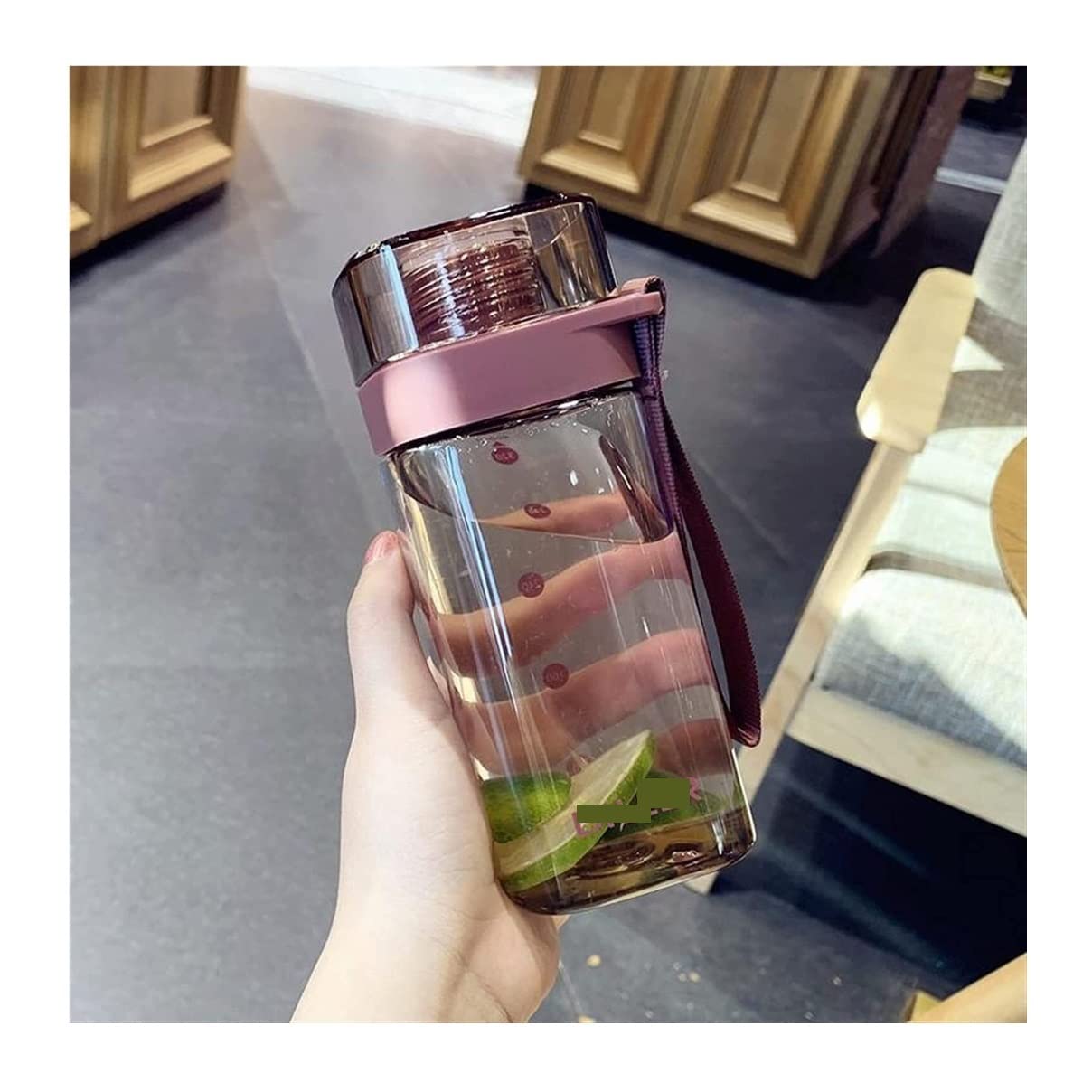Tograt 400ml Pink Square Plastic Water Bottle - Leak Proof, BPA Free, Portable Sports & Outdoor Drinking Bottle for Gym, Hiking, Travel, Office and Daily Use
