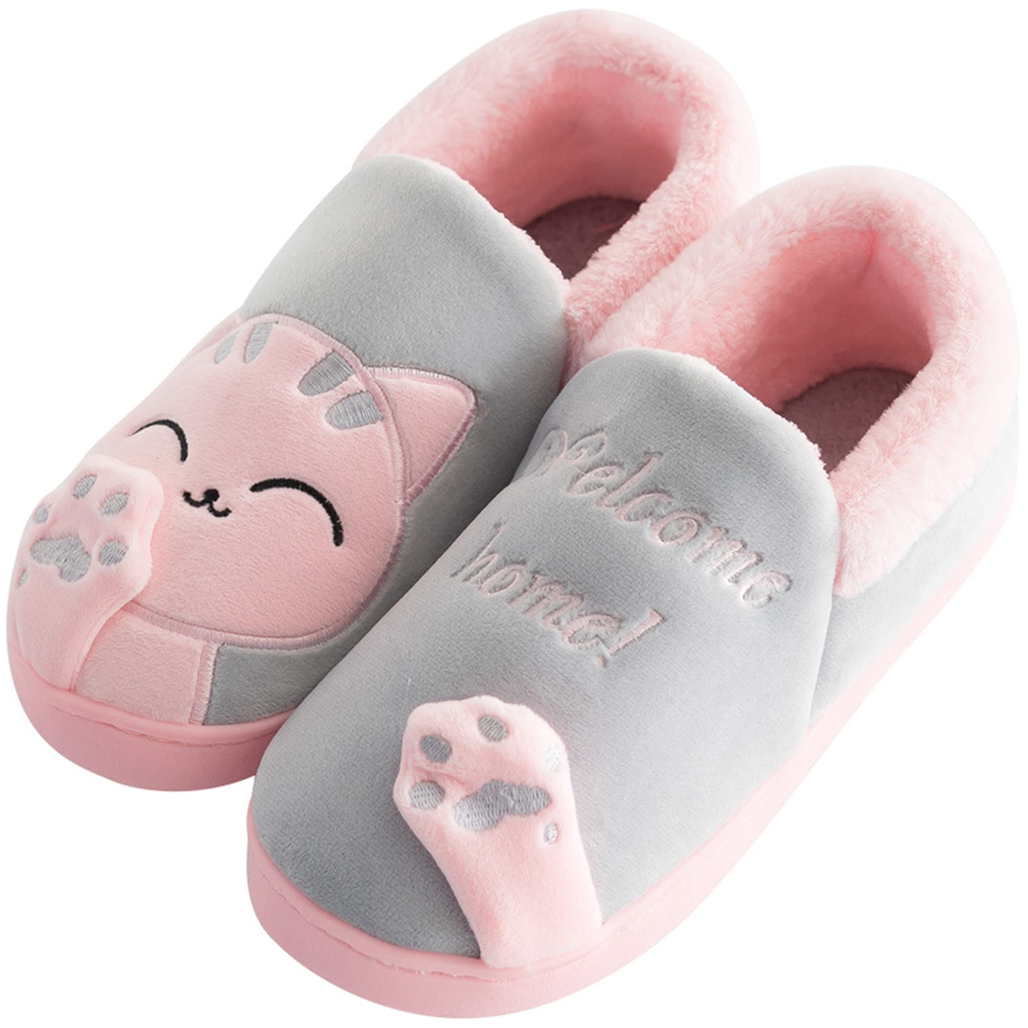 YILANLAN Women's Fuzzy Animal Slippers - Cute Cartoon Lucky Cat House Shoes for Winter, Warm & Cozy Indoor/Outdoor Home Footwear - Perfect for Lounging, Gift Giving & Cold Weather Comfort
