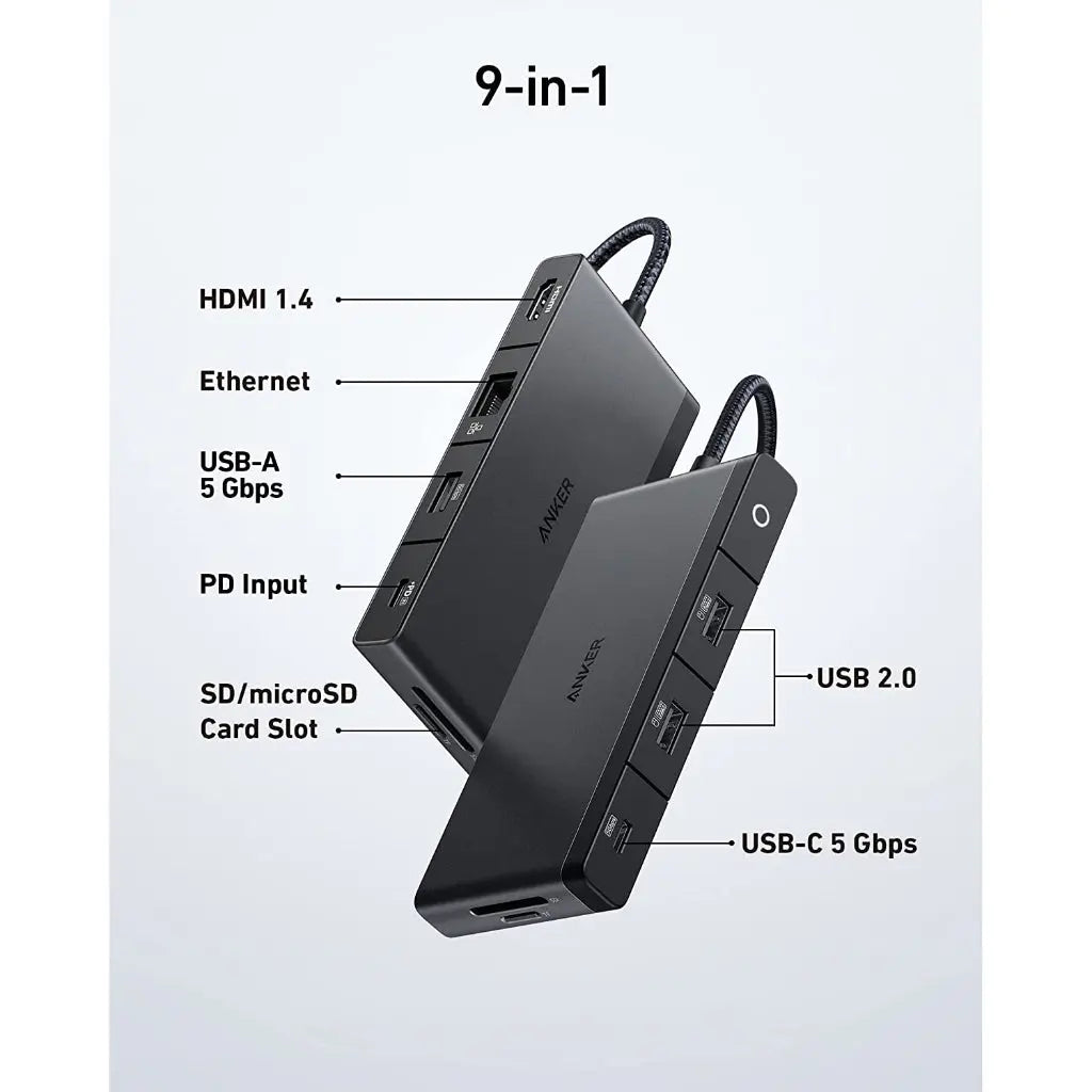 PowerExpand 552 USB C Hub 9-in-1 with 4K HDMI & 100W Power Delivery - Perfect for MacBook Pro/Air, iPad Pro, and Windows Laptops - Ideal for Home Office, Online Meetings, and Multi-Screen Work