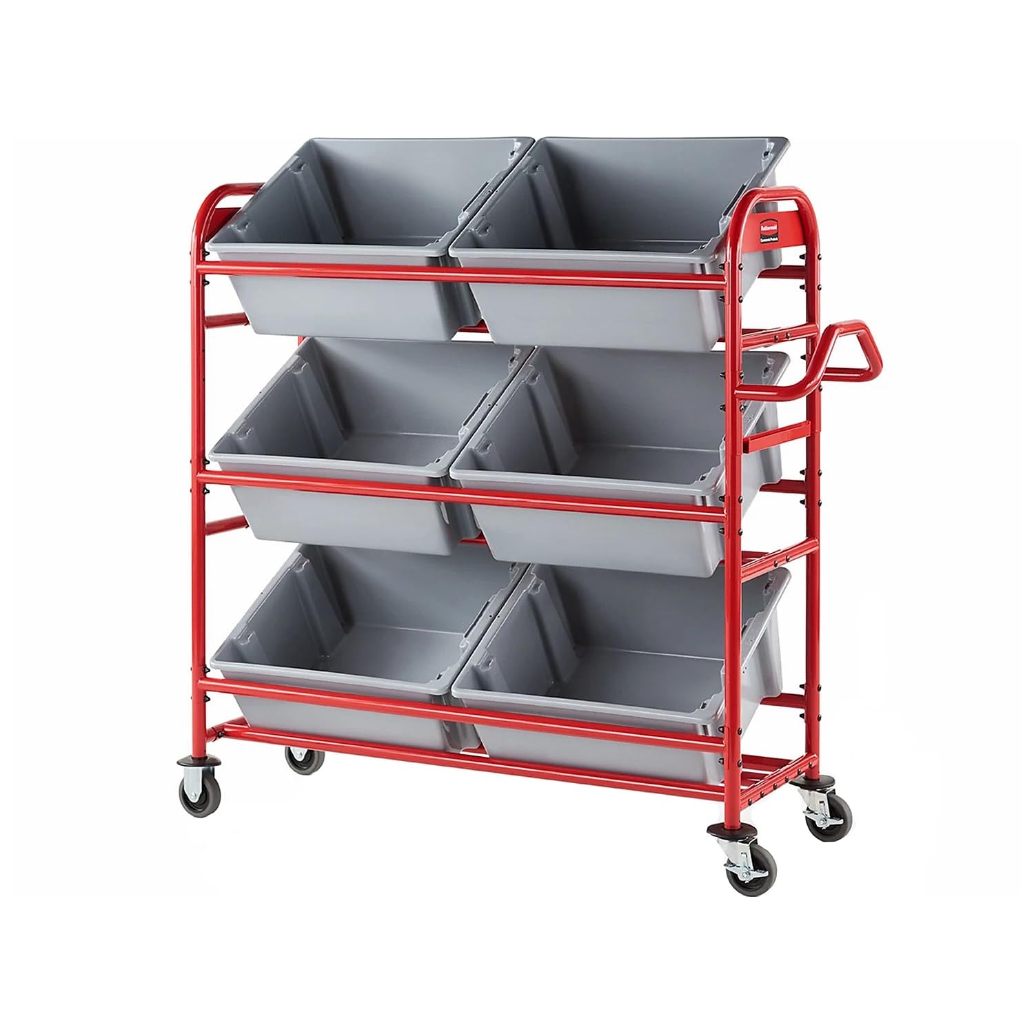Rubbermaid Commercial Tote Picking Cart - Heavy Duty Storage Bracket Holds 18 Totes | Warehouse Organization, Retail Stocking, Industrial Storage Solution