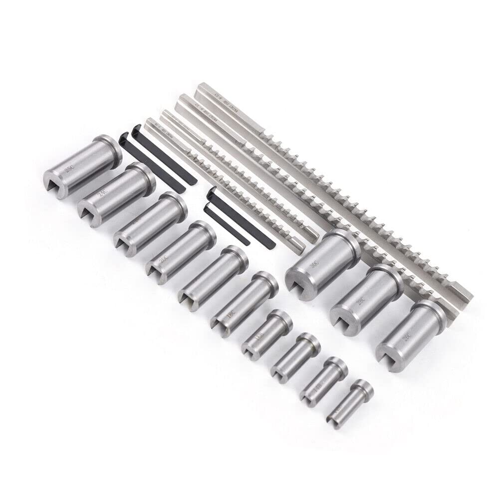 22 PCS Metric Keyway Broach Set - Professional Metal Processing Kit for Milling Machines with Ferrule Bushing Gaskets | Industrial Tools for Metalworking, CNC Machining & DIY Projects