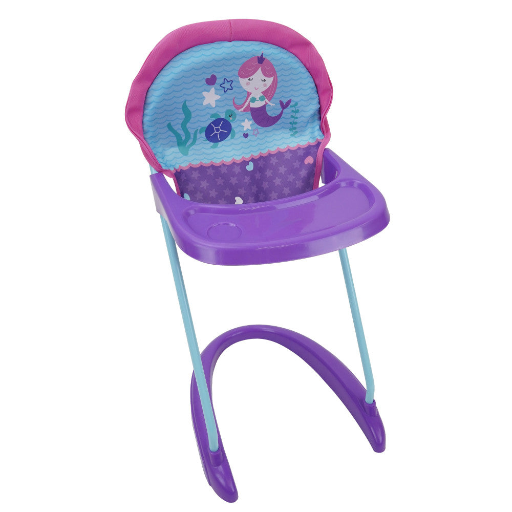 509 Mermaid Themed Baby Doll High Chair - Adjustable & Realistic for Pretend Play, Perfect for Kids' Tea Parties & Imaginative Playtime