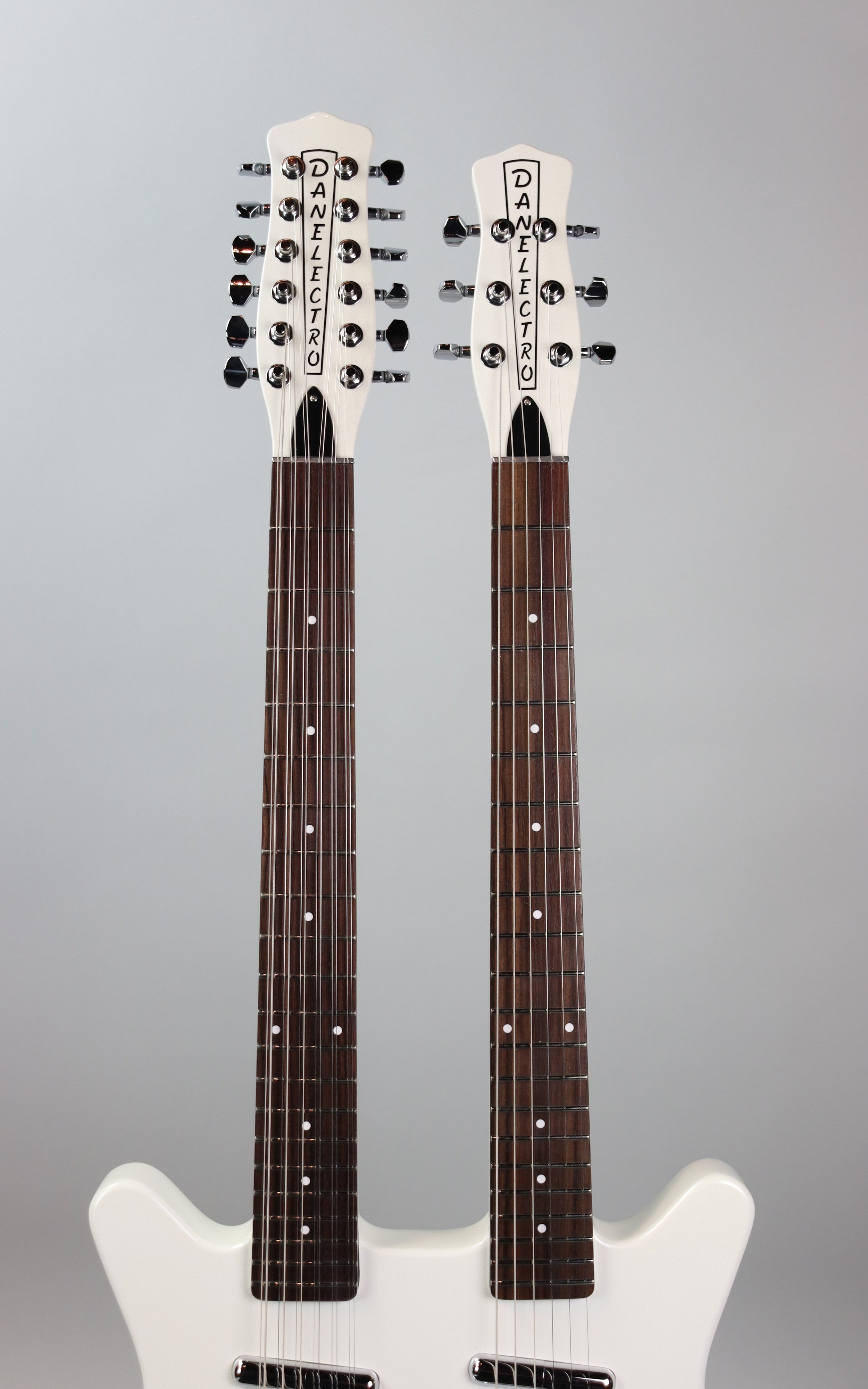 Danelectro Double Neck 6/12 String Electric Guitar in White Pearl Finish - Perfect for Live Performances & Studio Recording