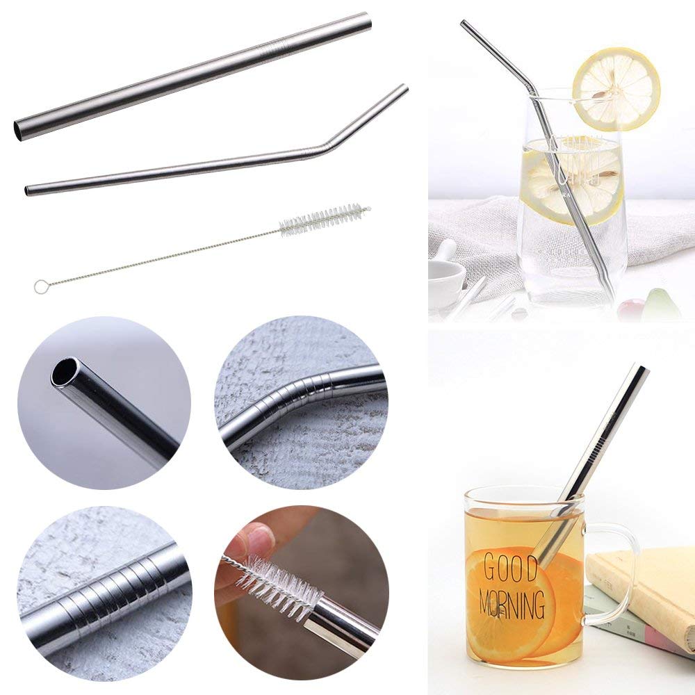 7-Piece Stainless Steel Travel Cutlery Set with Case - Includes Fork, Knife, Spoon, Chopsticks, 2 Straws & Cleaning Brush - Durable 304 Stainless Steel Portable Silverware for Camping, Picnics & Office Lunch - Black
