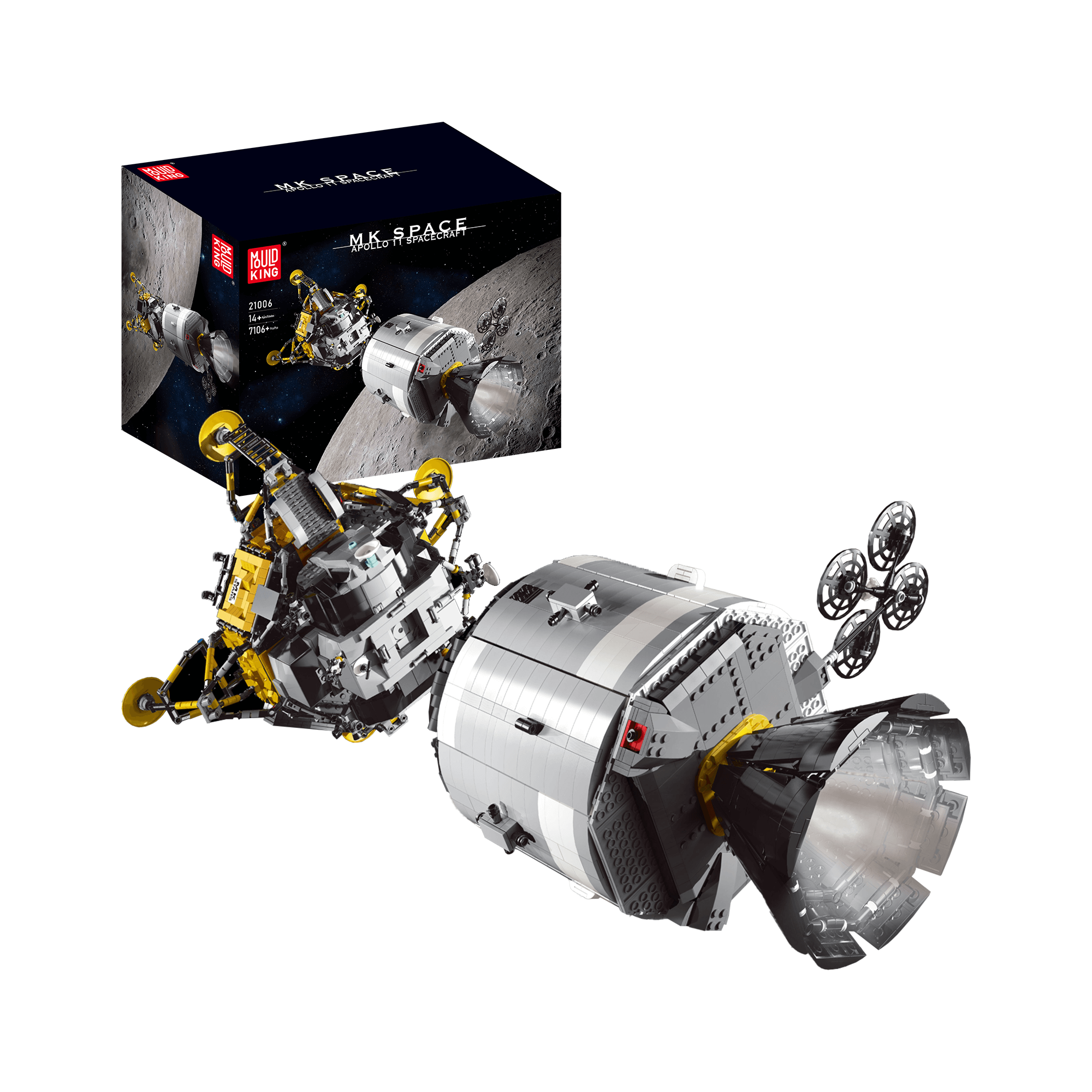 Mould King 21006 Apollo 11 Spacecraft Building Blocks Set - 7,106 Pieces STEM Educational Toy for Adults & Kids | Space Exploration Model for Display, Gift, or Collector's Item