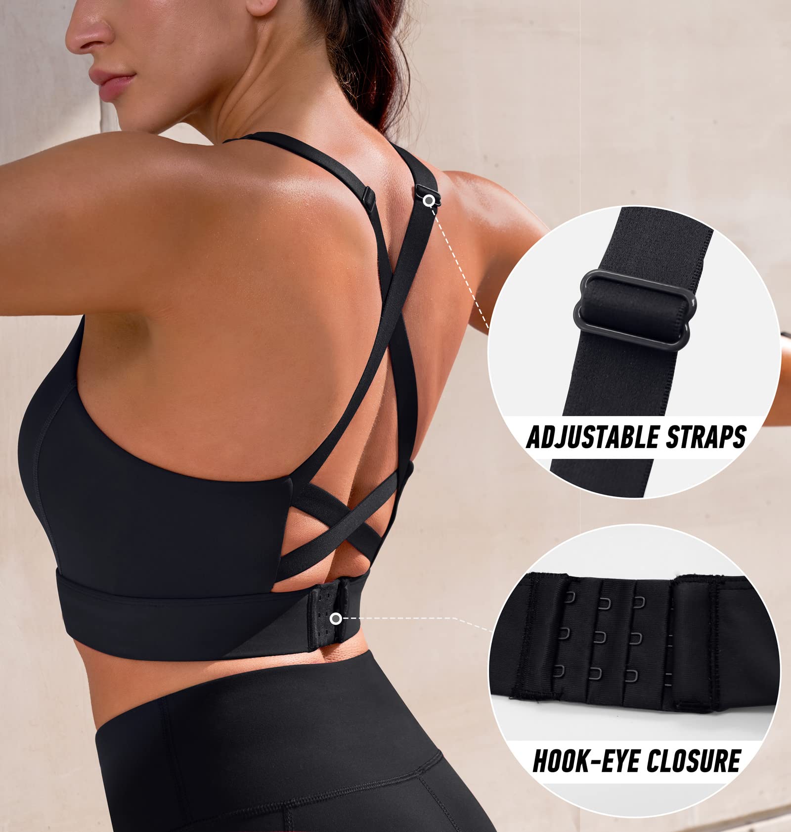 Ewedoos High Impact Sports Bras for Women - Adjustable Support, Push Up, Workout & Running Bra - Perfect for Gym, Yoga, and High Intensity Training