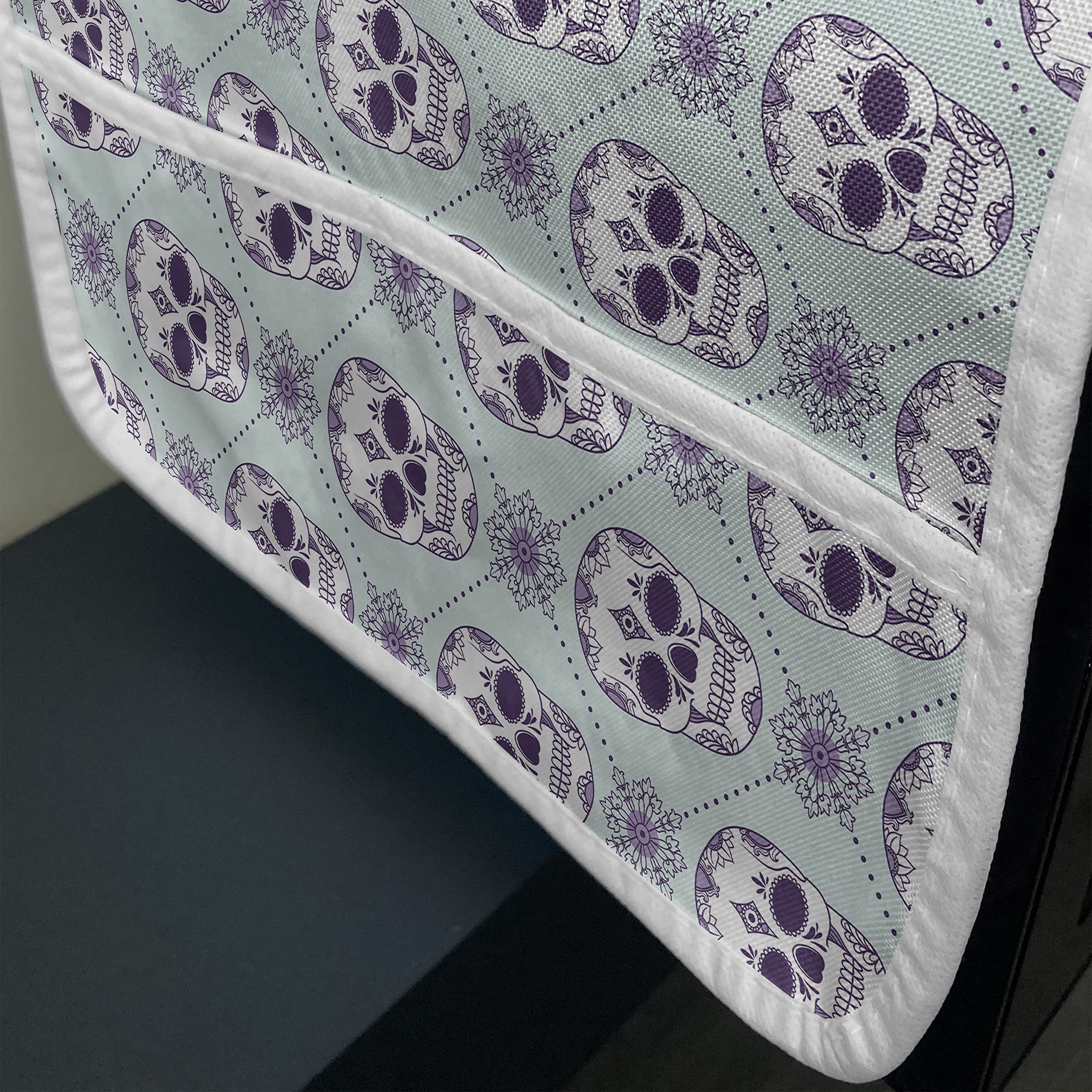 Ambesonne Sugar Skull Microwave Cover - Floral Damask Pattern with Skulls, Waterproof Kitchen Organizer with Pockets, 36