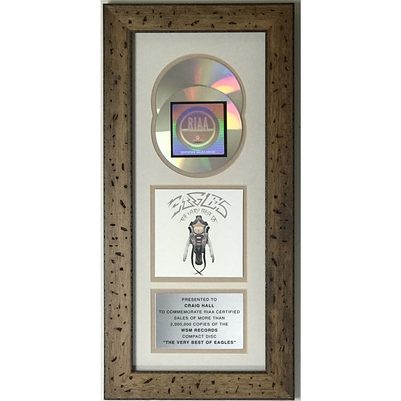 Eagles The Very Best Of RIAA 2x Multi Platinum Album Award - Classic Rock Music Collection for Home, Office & Gifting