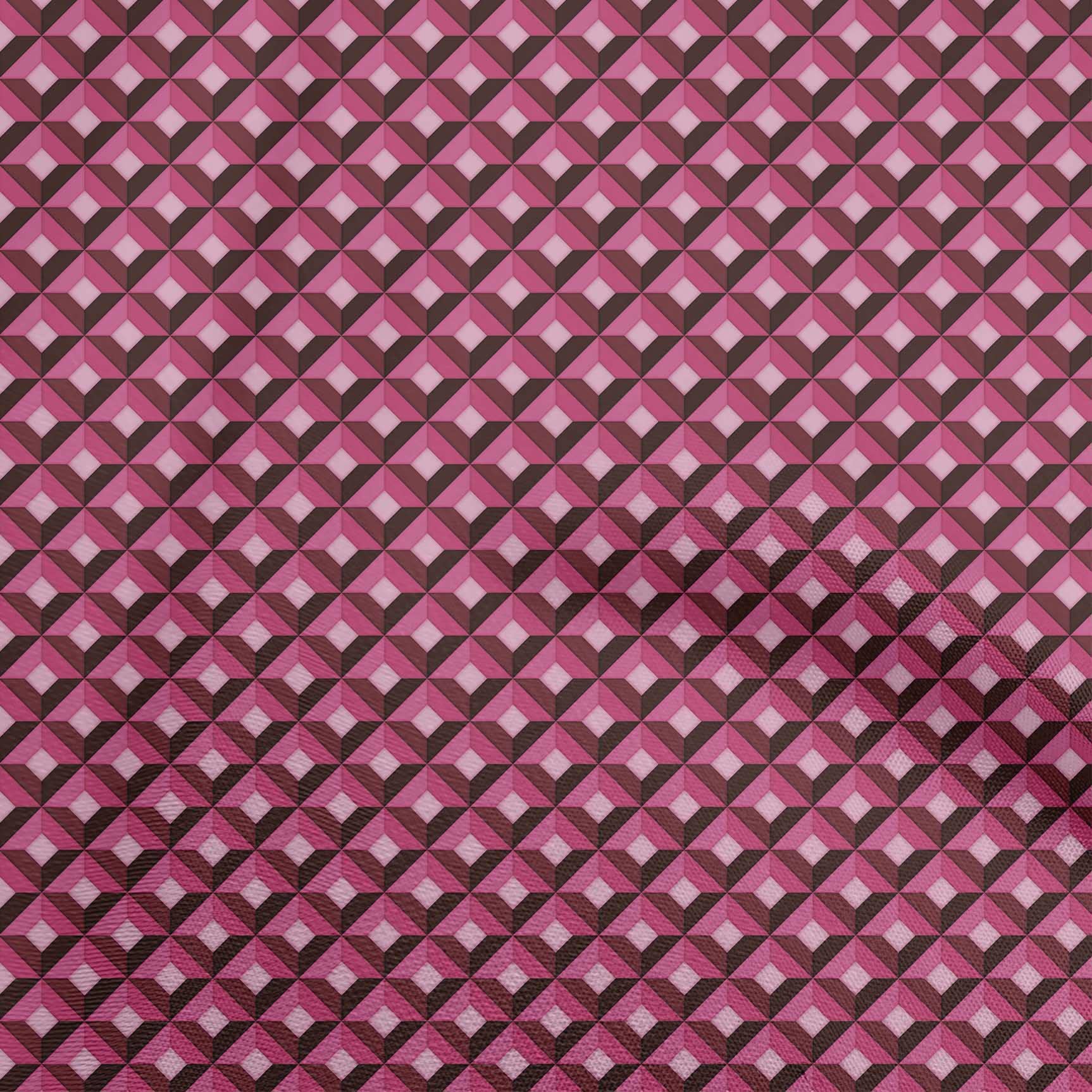 oneOone Viscose Chiffon Pink Geometric Print Fabric by The Yard - 42 Inch Wide Flowy Dress Material for Summer Dresses, Blouses & Scarves (37)