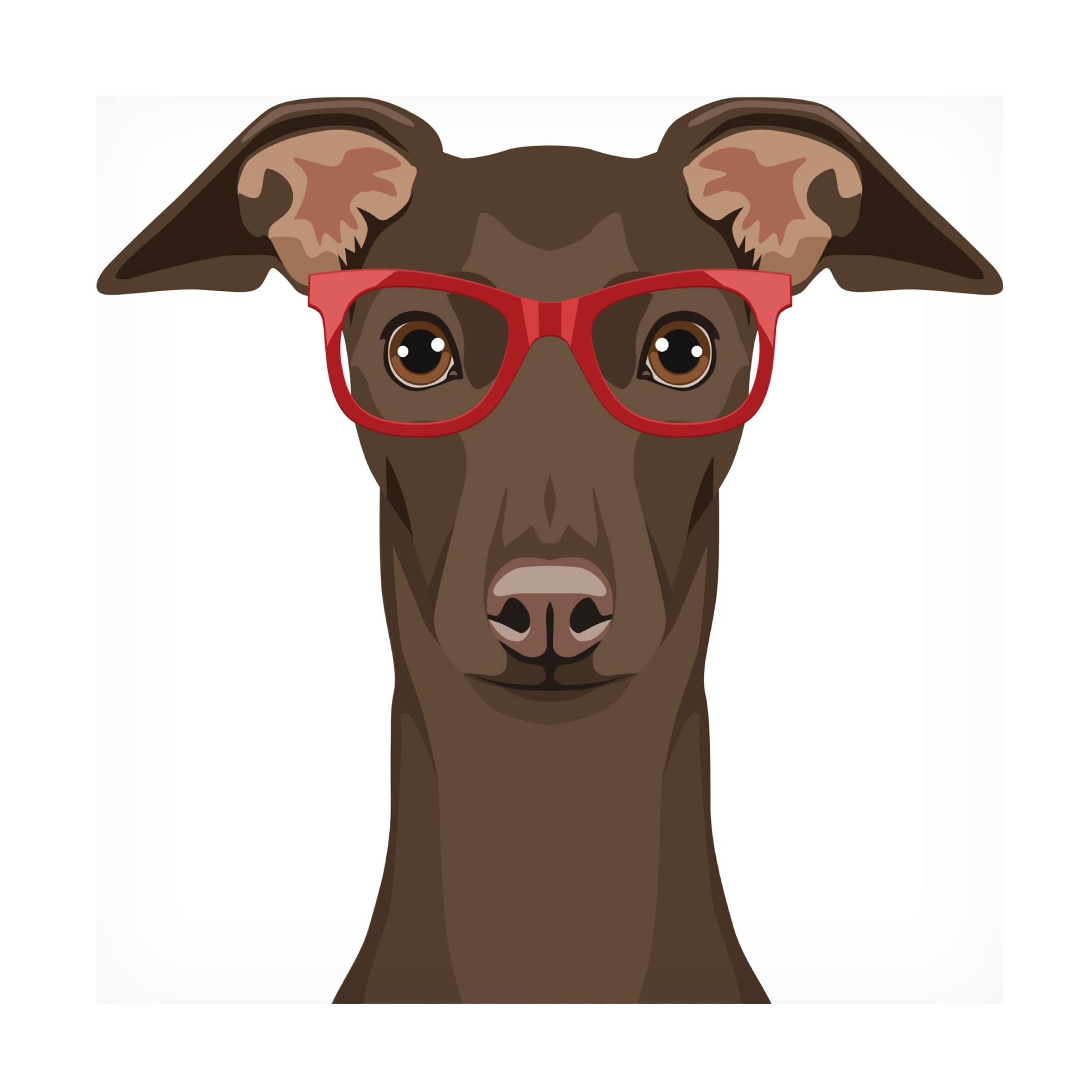 Trademark Fine Art 'Italian Greyhound Wearing Hipster Glasses' Canvas Print by Furbaby Affiliates - Modern Dog Lover Home Decor for Living Room, Bedroom & Office