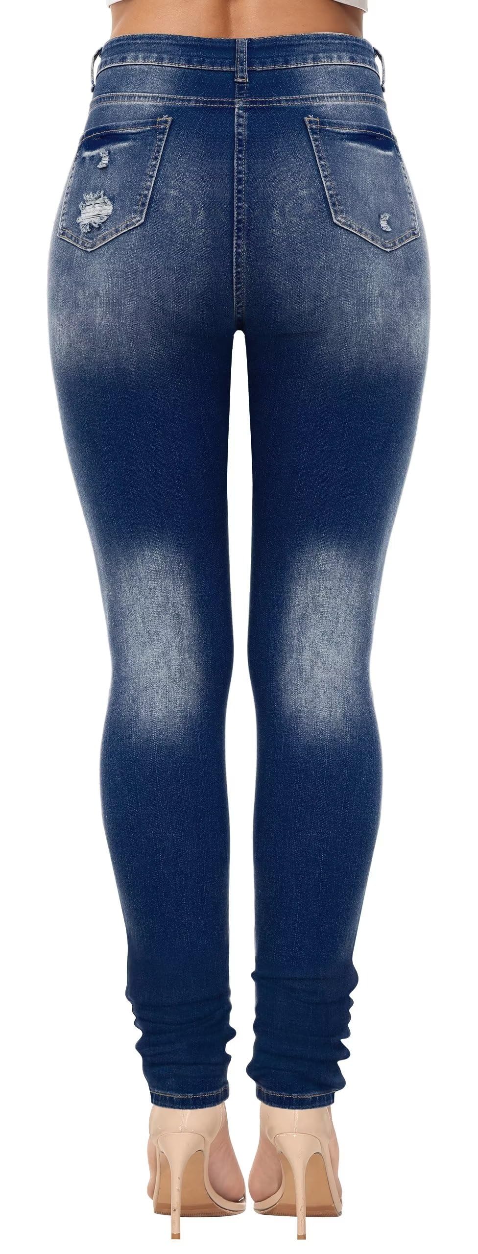 AMRSPENG Women's High Waisted Ripped Stretch Skinny Jeans - Butt Lifting Distressed Denim Pants for Casual Wear & Night Out