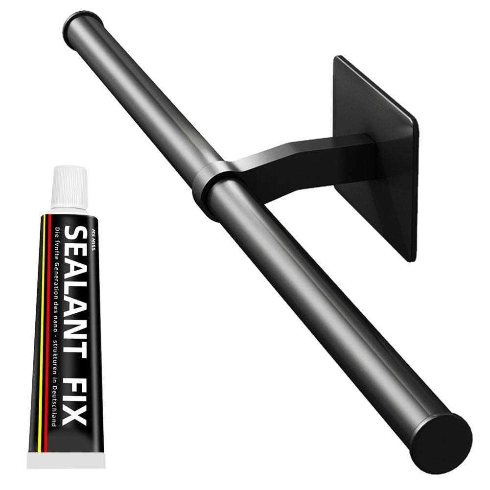 Black Metal Towel Holder & Toilet Paper Bracket - Heavy Duty Bathroom Towel Bar Rack, Wall Mounted Shelf for Bath Towels - Perfect for Bathroom, Vanity, Home Decor & Spa Room Organization