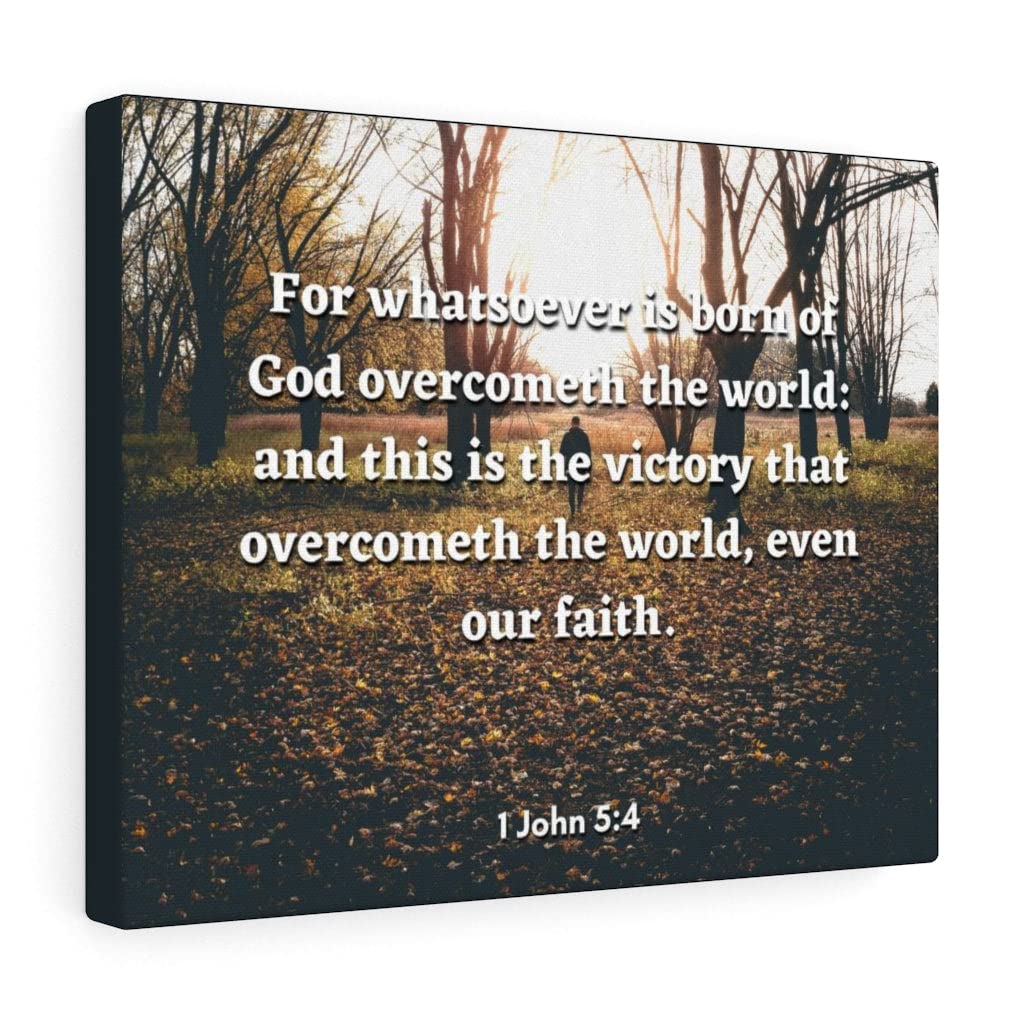 Victory Bible Verse Wall Art - 1 John 5:4 Scripture Print - Christian Home Decor Gift - Ready to Hang Inspirational Wall Decor for Living Room, Bedroom & Office