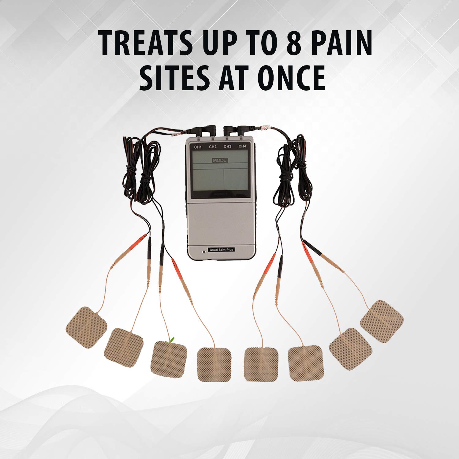 Quad Stim Plus TENS EMS Combo Unit - 4 Channel Portable Electrotherapy Muscle Stimulator for Pain Relief | FDA Cleared OTC Device for Back, Neck, Shoulder & Joint Pain | Home Use & Physical Therapy