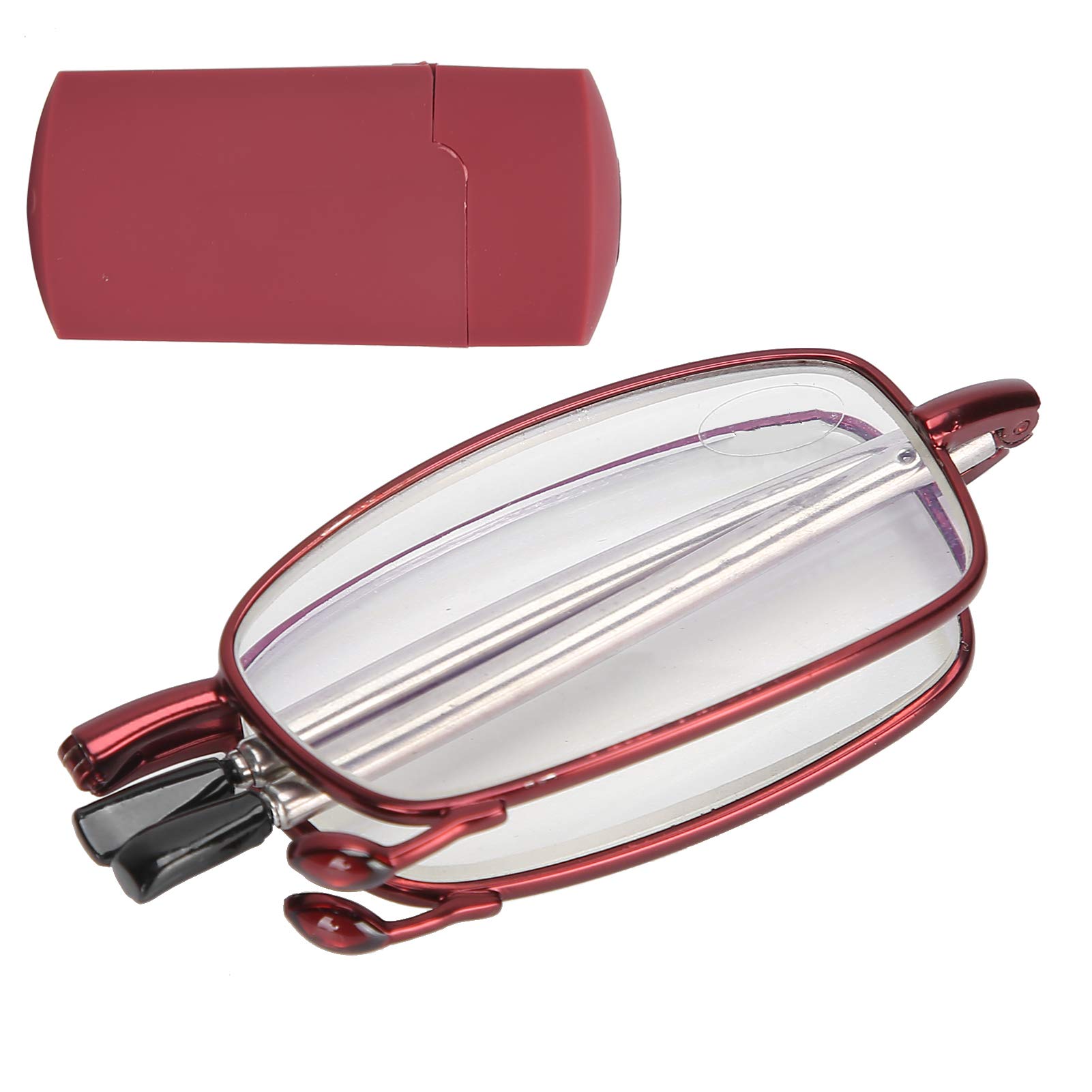 Fashionable Red Reading Glasses for Men & Women - Foldable Presbyopia Glasses with Portable Case (+1.50 Magnification) | Perfect for Reading, Travel, and Daily Use