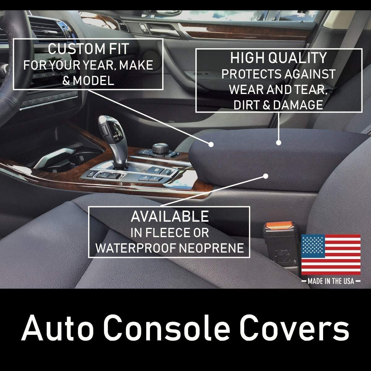 Premium Auto Console Covers for Toyota Corolla 2013-2025 - Soft Anti-Pill Fleece Fabric Center Armrest Protector (Black with White Bones) - Perfect for Road Trips, Daily Commutes & Car Interior Protection