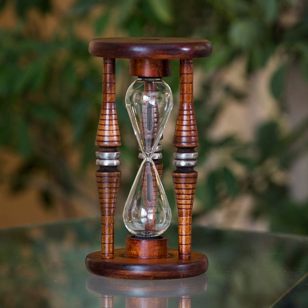 Vintage Wooden Sand Timer Urn - Classic 3-Minute Hourglass for Home Decor, Office Desk, and Meditation - Perfect Gift for Antique Lovers