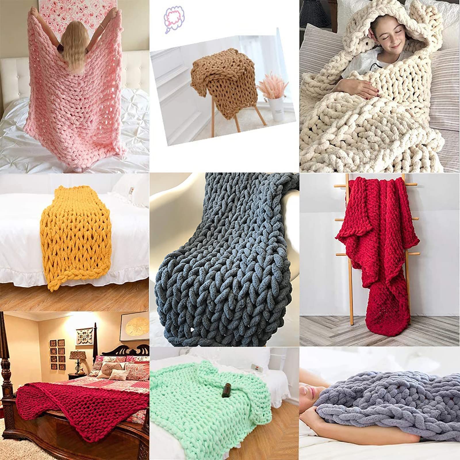 Soft Chunky Knit Blanket - Handmade Chenille Throw for Cozy Warmth | Perfect for Sofa, Baby, Photography & Home Decor | Ultra-Plush Bedding & Air Conditioner Blanket for All Seasons