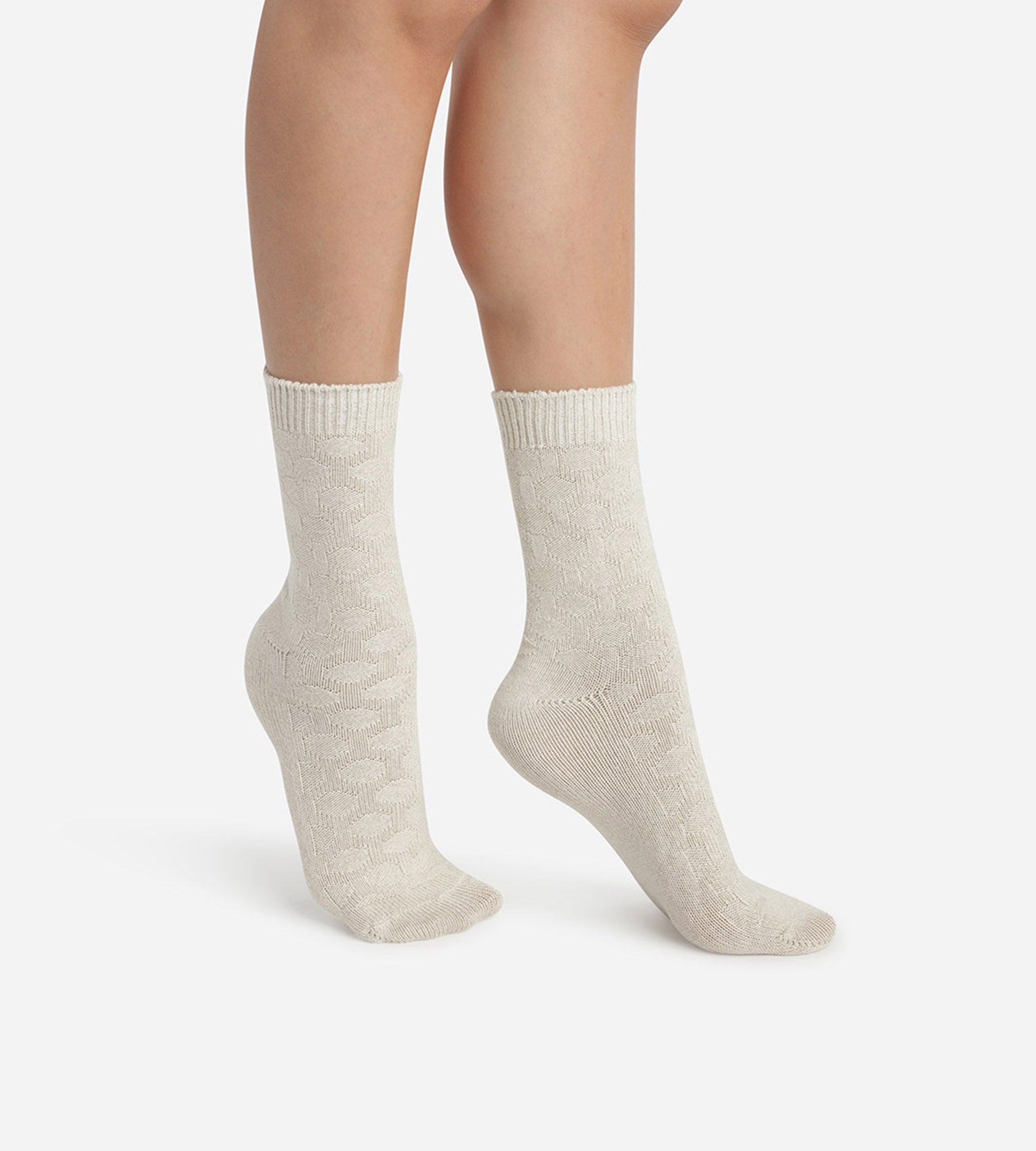 Bamboo Women's Socks with Printed Circles - Beige Cotton Blend Casual Socks for Everyday Wear, Work & Home Comfort