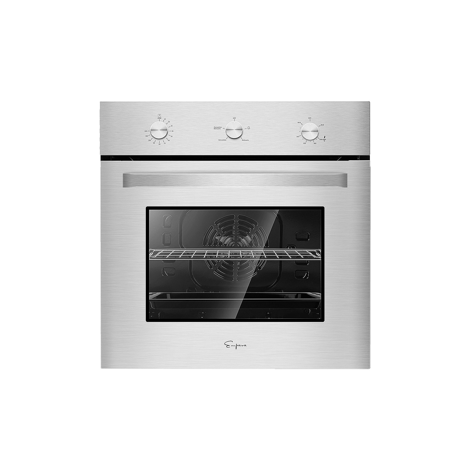 Empava 24 Inch Stainless Steel Single Natural Gas Wall Oven - Professional Built-In Kitchen Appliance for Baking, Roasting & Cooking (Model 24WO08)