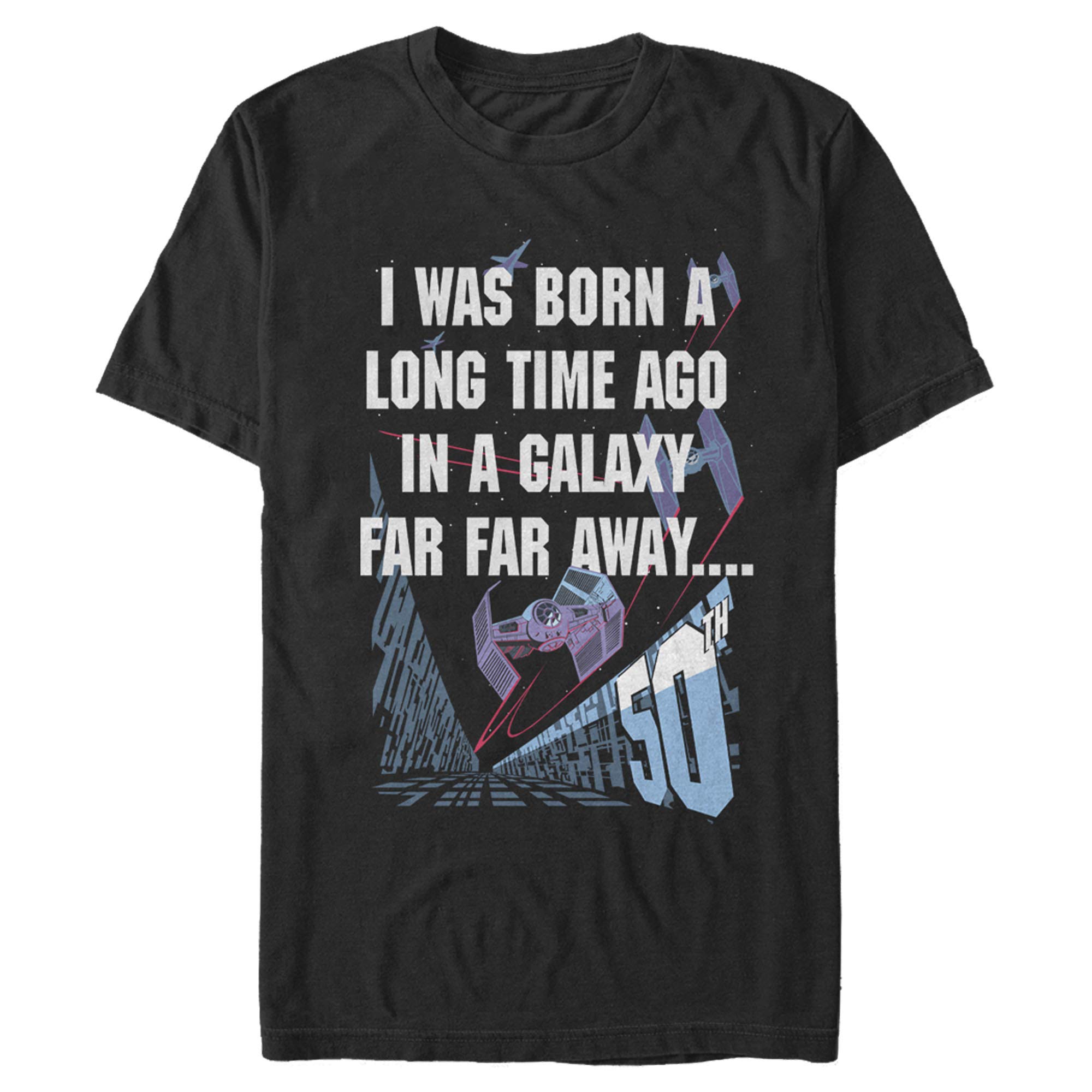 Men's Star Wars 'I Was Born A Time Ago' 50th Birthday Portrait T-Shirt - Perfect for Star Wars Fans' Birthday Celebrations & Geeky Gift Giving