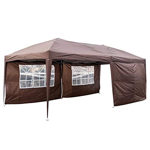 3 x 6m Two Windows Waterproof Folding Tent - Dark Coffee Color for Camping, Outdoor Events & Emergency Shelter