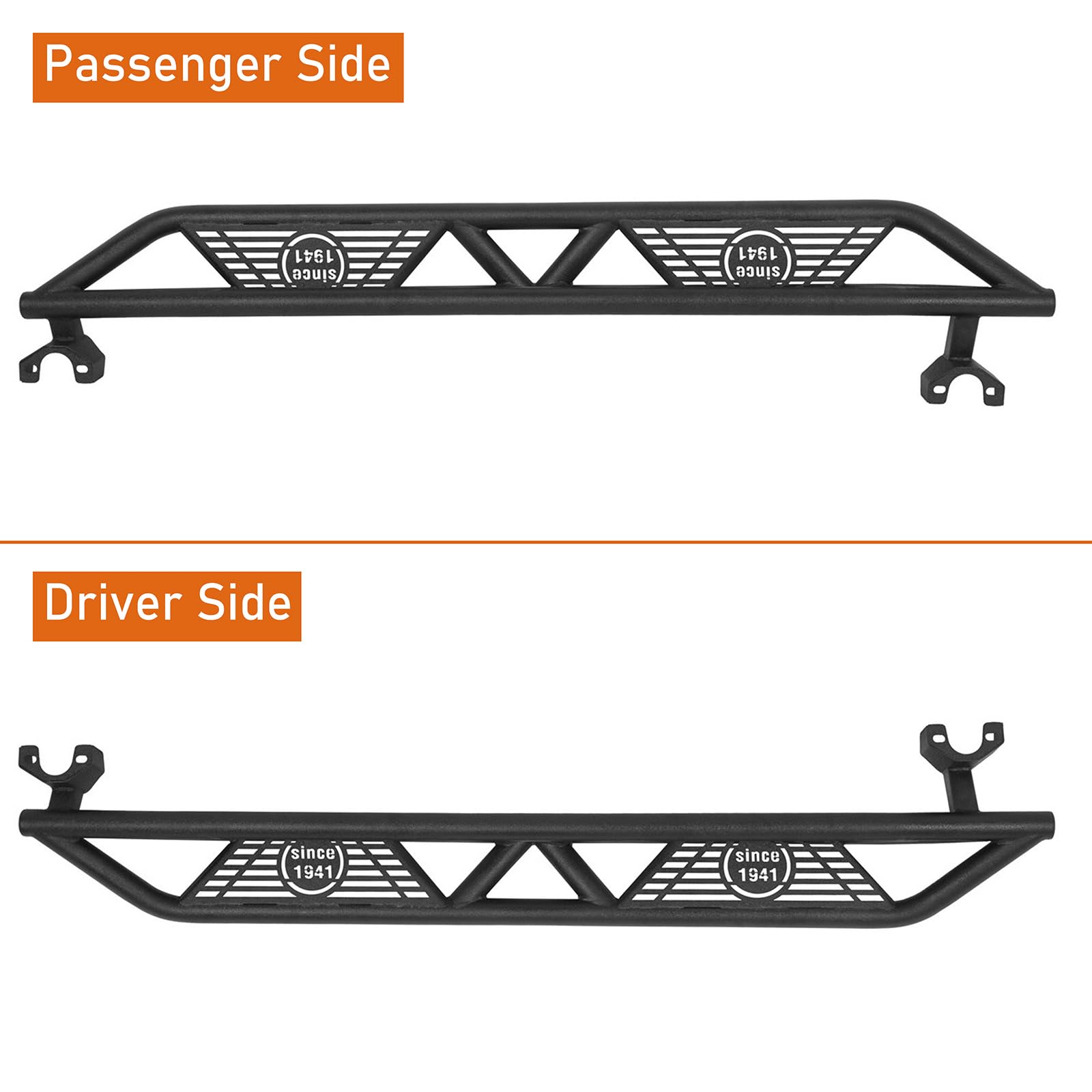 Hooke Road Wrangler JK Drop Side Steps Nerf Bars Running Boards for Jeep Wrangler JK Unlimited 4 Door 2007-2018 - Heavy Duty Off-Road Protection & Easy Entry/Exit for Adventure & Daily Driving