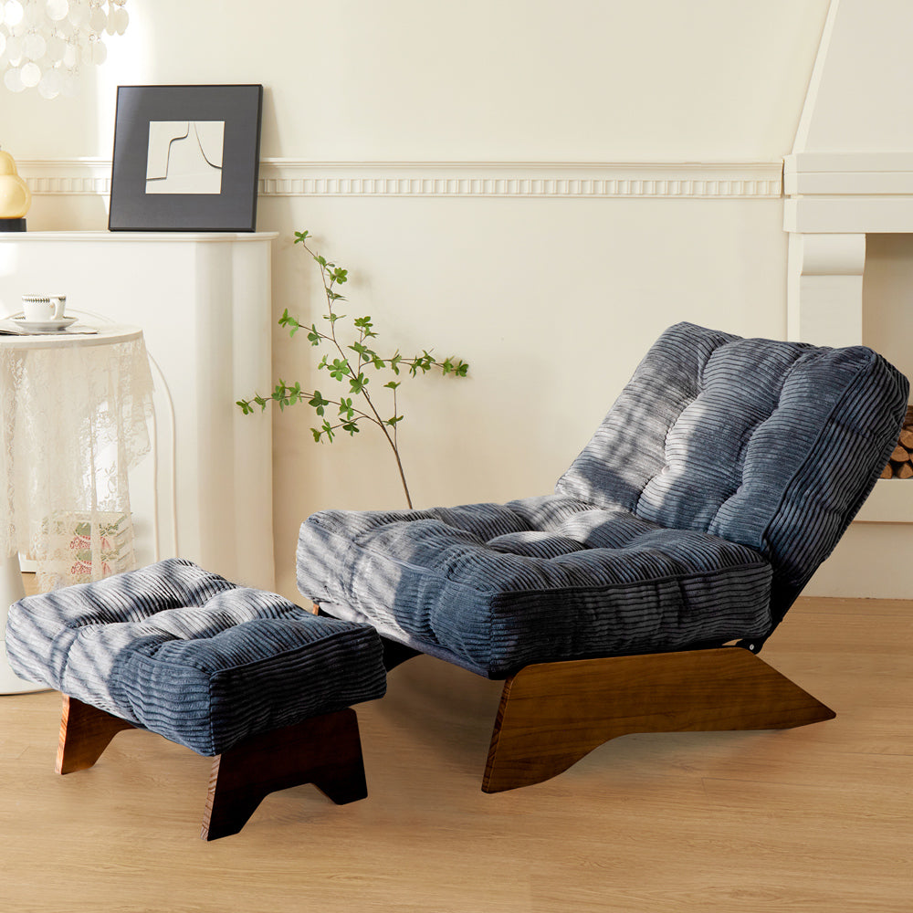 MAXYOYO Adjustable Accent Chair with Ottoman Set - Dark Grey Tufted Lounge Chair for Living Room, Bedroom & Office - Modern Comfortable Seating for Relaxing, Reading & Working