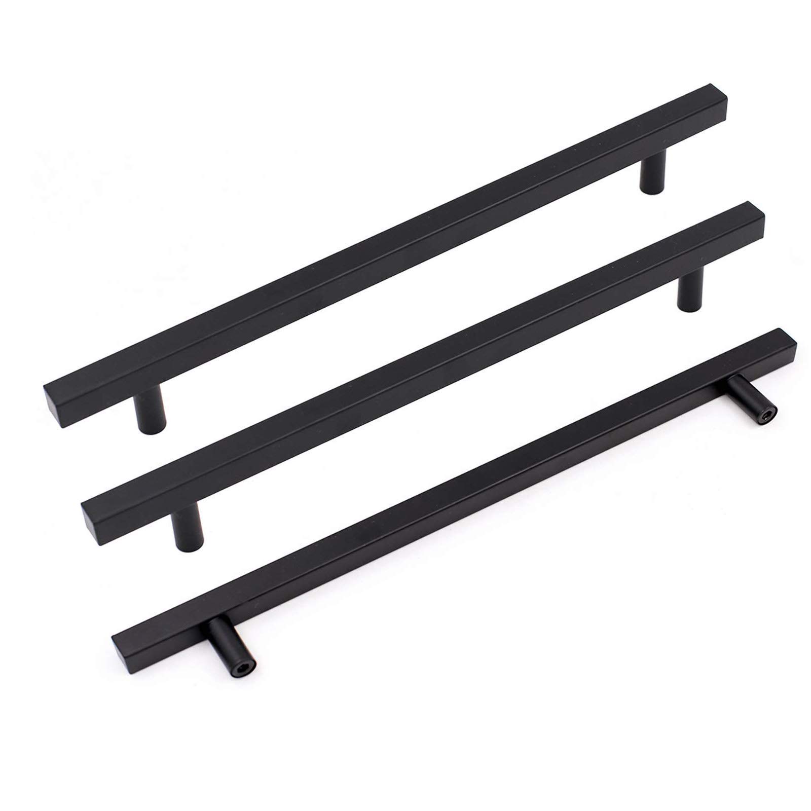 Goldenwarm 10 Inch Black Cabinet Handles - Modern Square Drawer Pulls for Kitchen, Bathroom, Closet (Pack of 18) | Durable Hardware for Cabinets, Dressers, Vanities & Furniture Upgrades