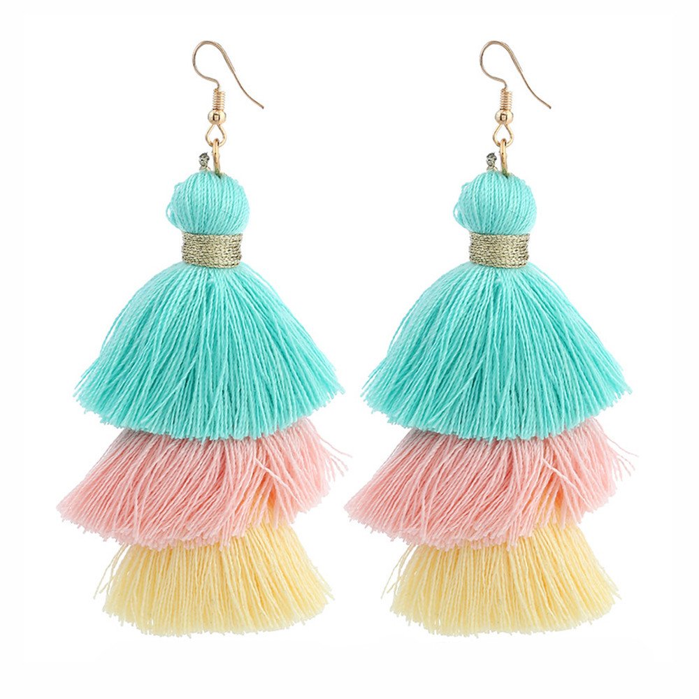 Vintage Bohemian Tassel Fringe Dangle Earrings for Women - Long Boho Hoop Earrings for Multiple Piercings - Perfect for Festivals, Parties & Everyday Boho Chic Style