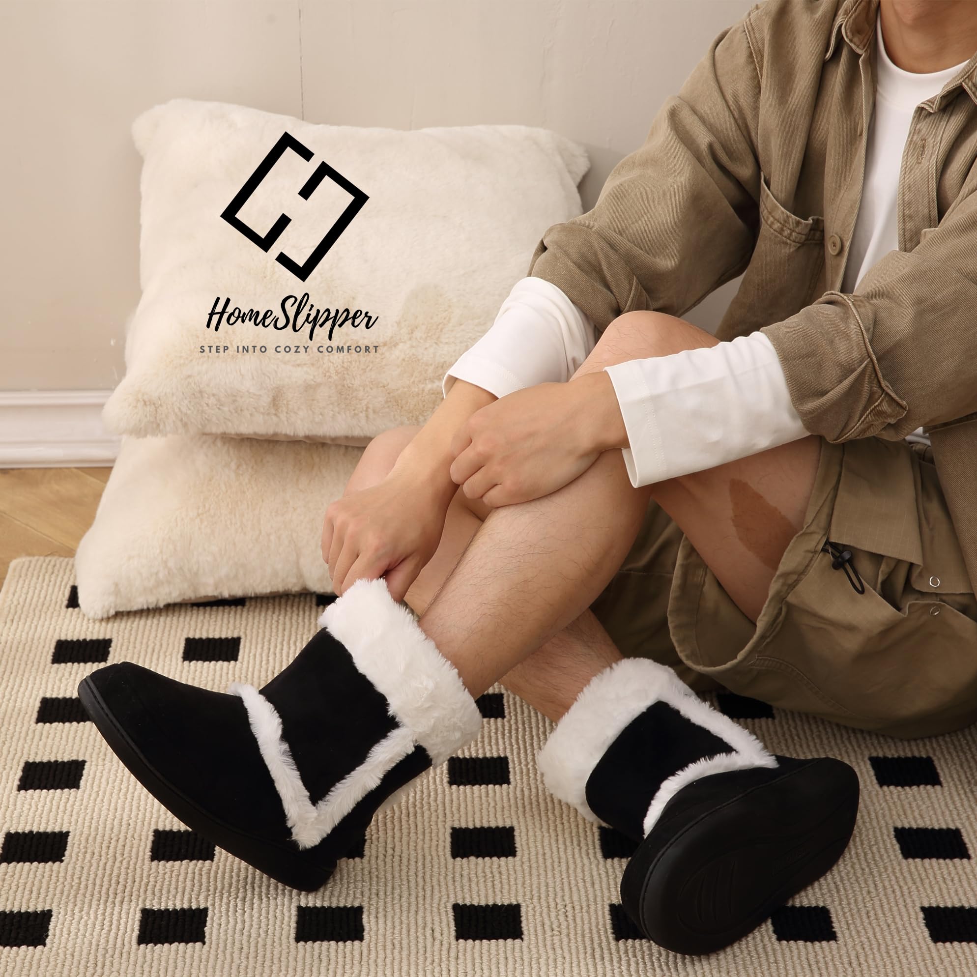 Men's Memory Foam Winter Slippers - Soft Warm Indoor House Shoes for Home Comfort, Perfect for Lounging & Relaxing