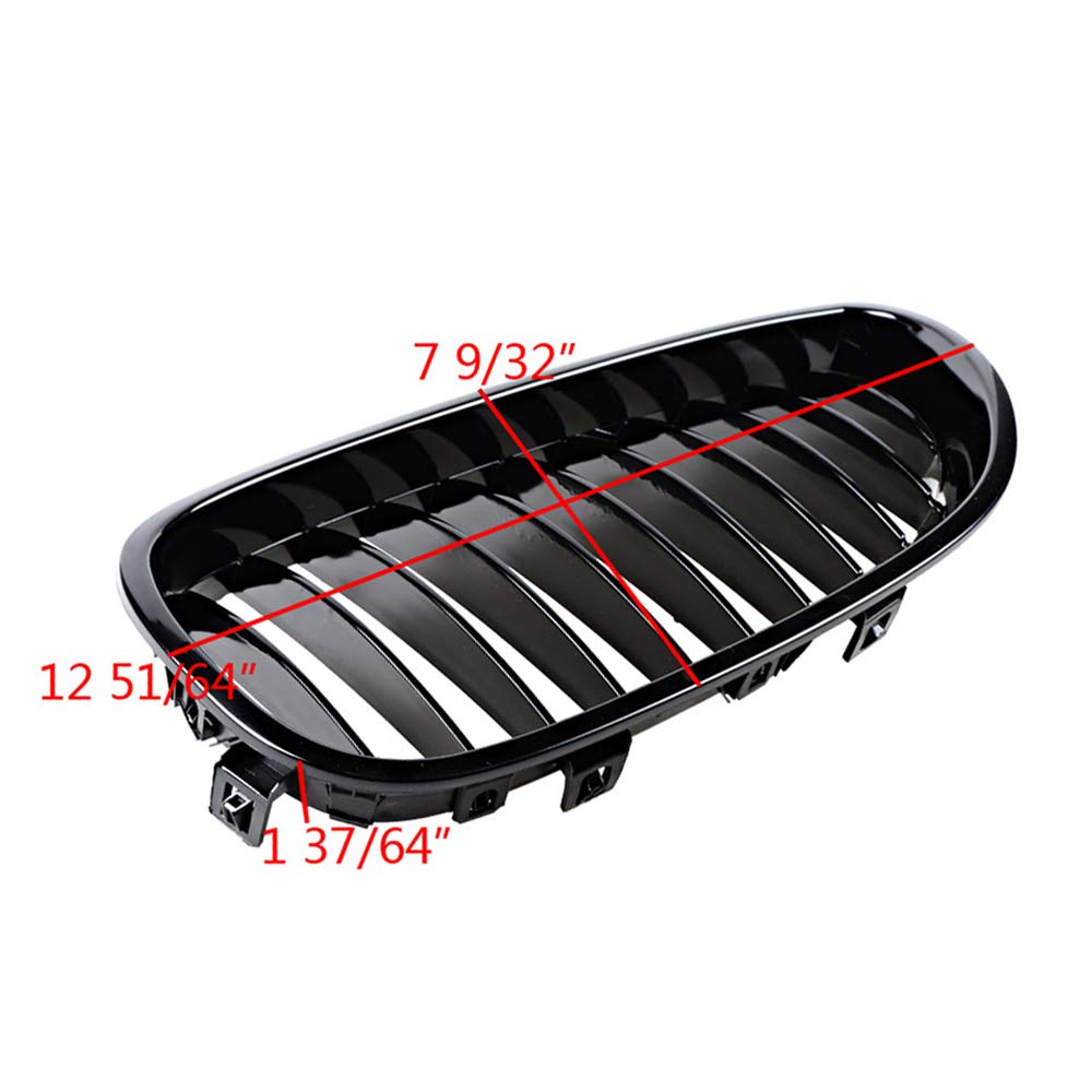 2X Carbon Fiber Glossy Black ABS Grille & Mirror Covers Compatible with 2008-2010 BMW 5 Series E60 E61 Facelift - Upgrade Your Car's Exterior Style
