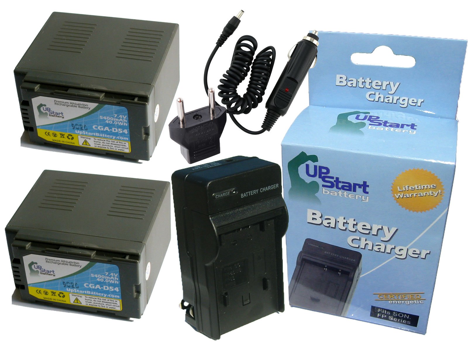 2 Pack Panasonic AG-DVX100B Battery & Charger - 5400mAh for Digital Camcorders - Travel & Outdoor Filming