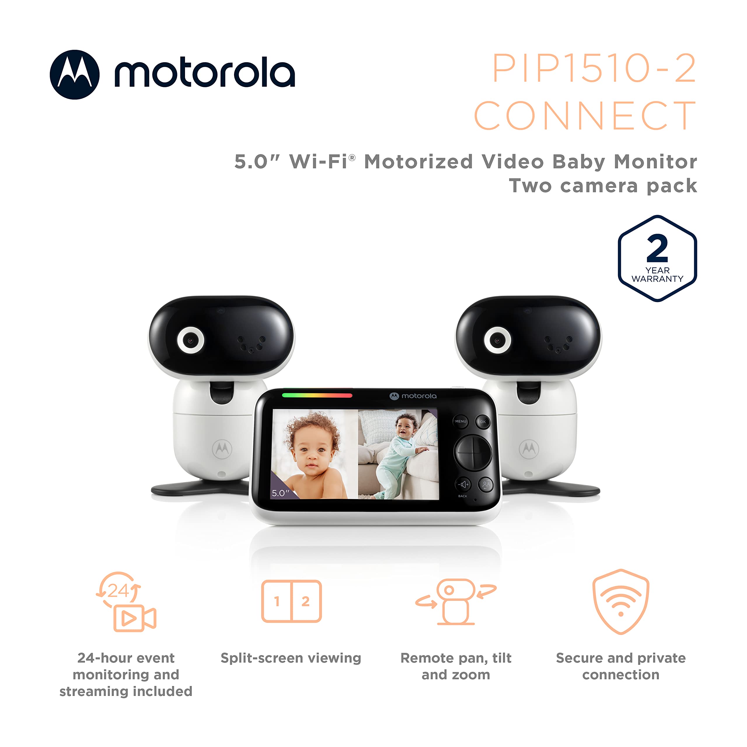 Motorola PIP1510 WiFi Video Baby Monitor with HD Camera, Night Vision & Two-Way Audio - Perfect for Nursery, Toddler Room & Travel Use