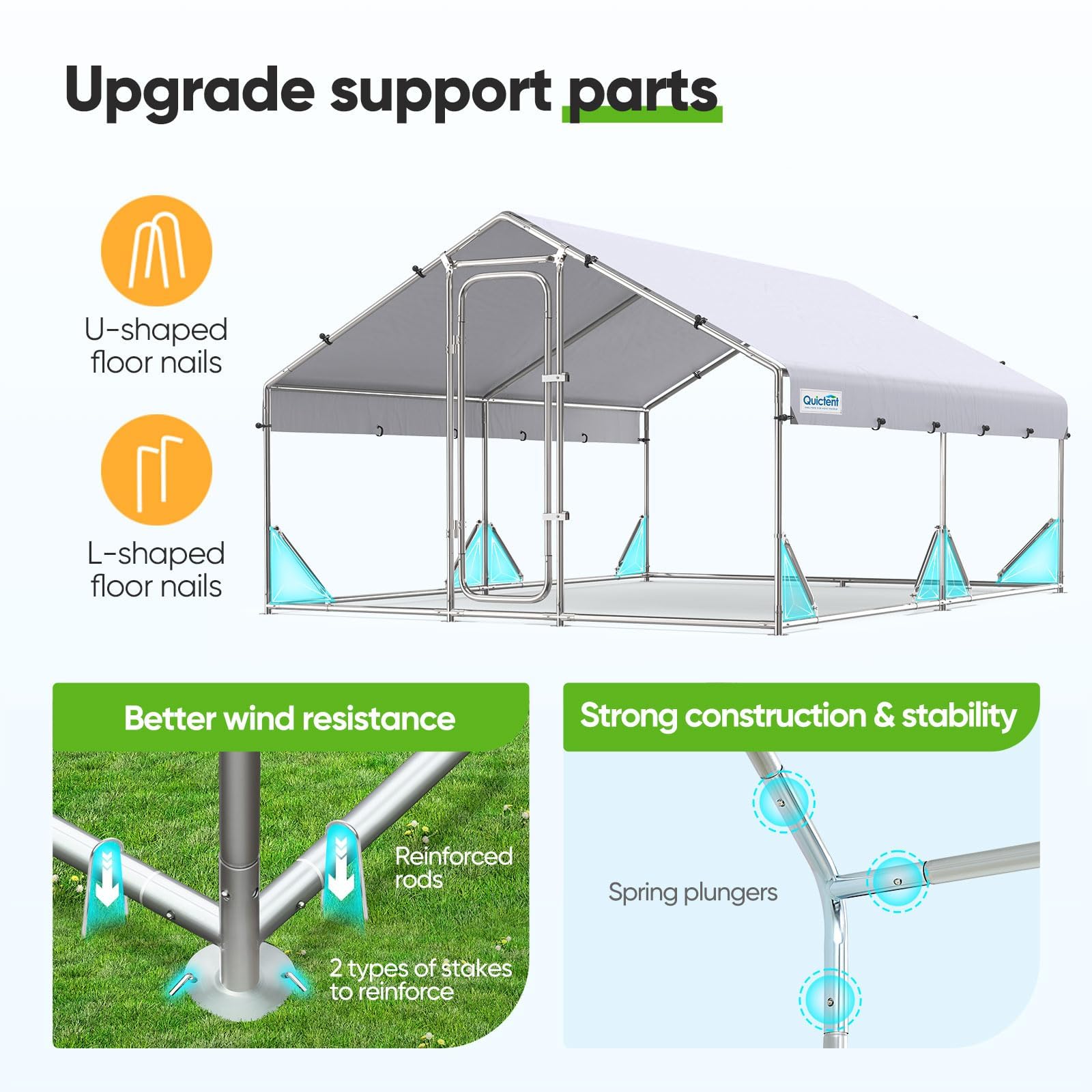 Quictent 12x9x6.6FT Large Walk-In Metal Chicken Coop for 20+ Poultry - Galvanized Hardware Cloth & Waterproof Roof Cover - Outdoor Hen House for Backyard Farm | Perfect for Free-Range Chickens, Ducks & Small Livestock