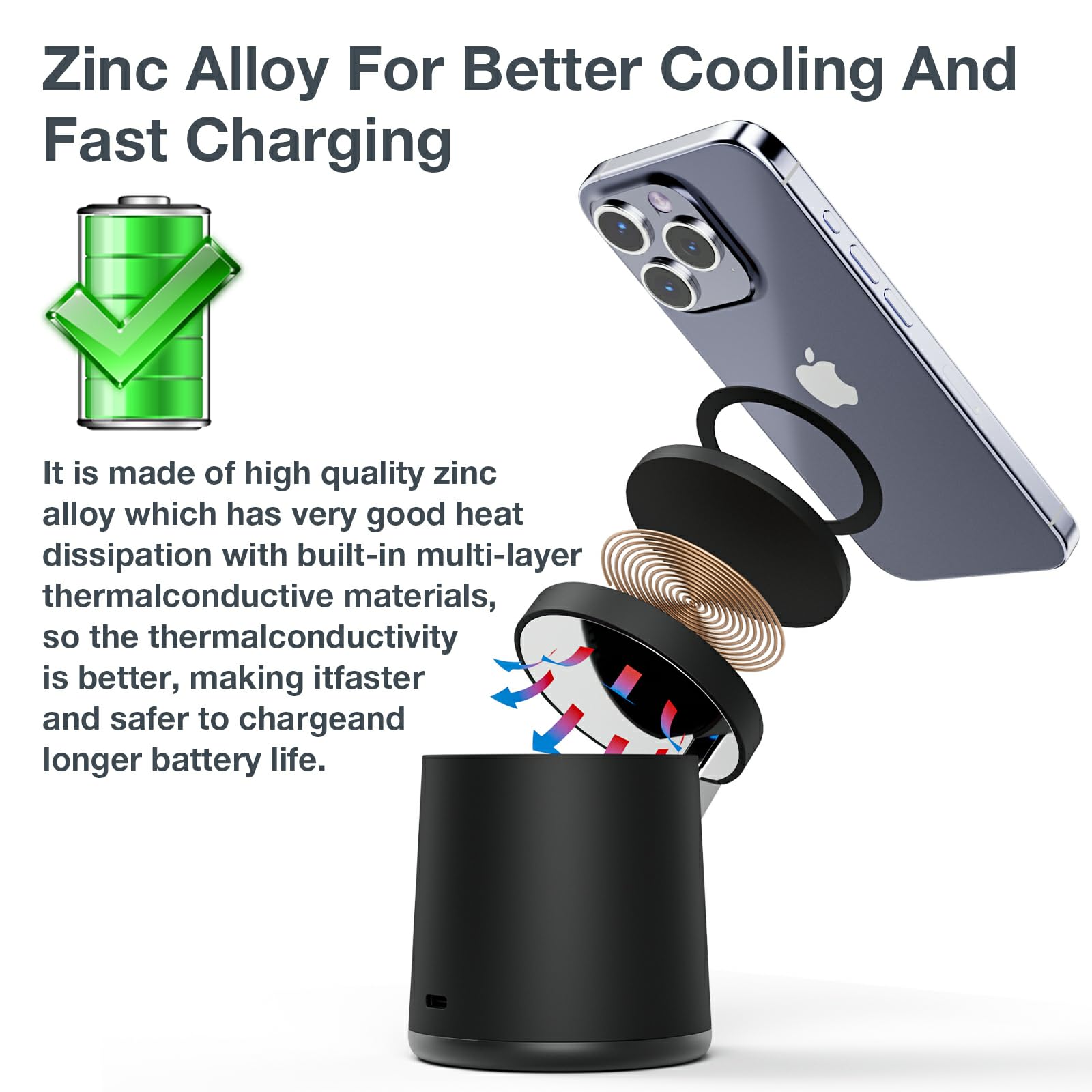 2025 Upgraded 3-in-1 Magnetic Wireless Charging Station - Fast Charging Dock for iPhone 16/15/14/13/12 Pro Max, Apple Watch & AirPods | Adjustable Portable Stand for Home, Office & Travel (Black)
