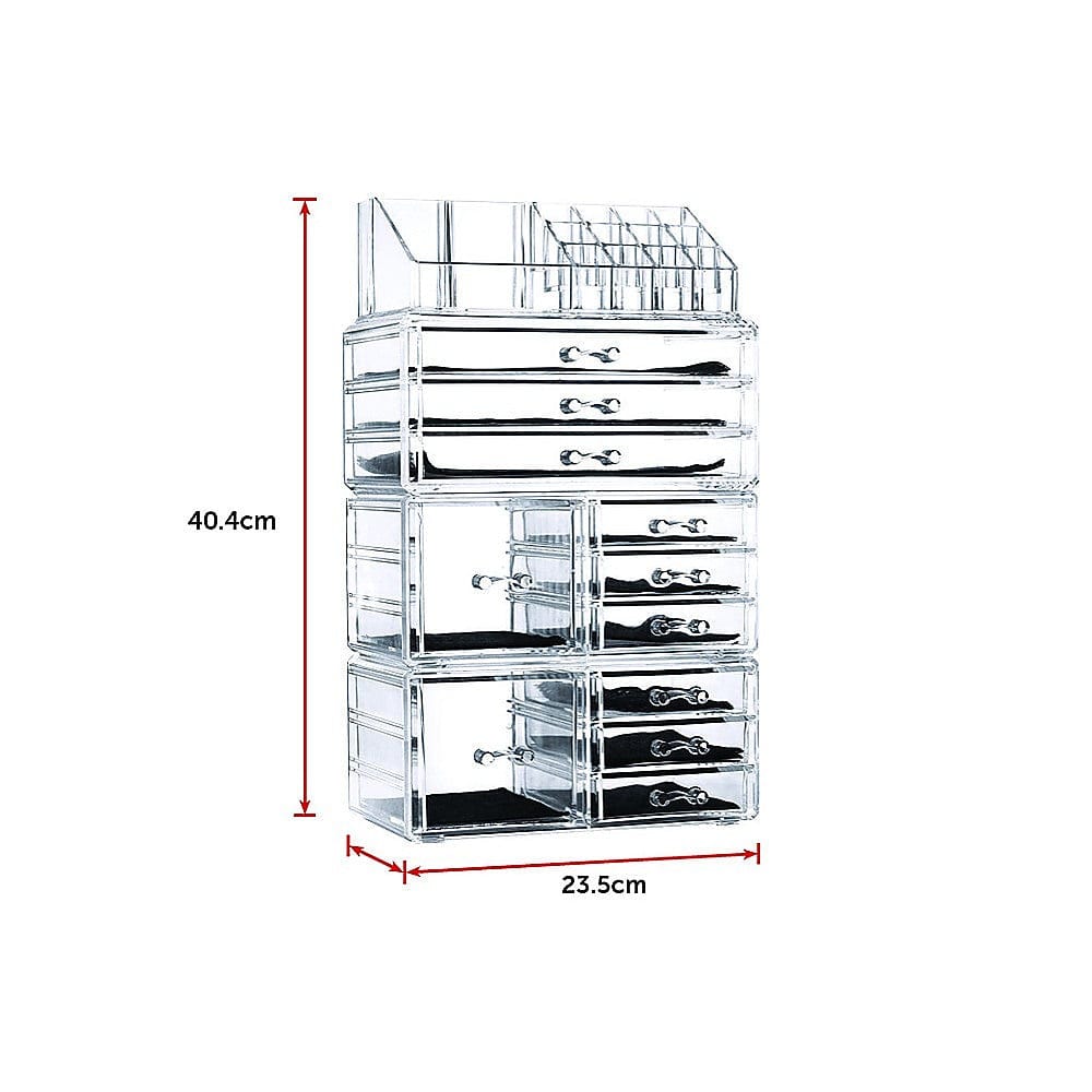 11-Drawer Clear Acrylic Makeup Jewelry Organizer - Luxury Storage Cabinet for Cosmetics, Rings, Necklaces & Small Accessories - Perfect for Vanity, Bathroom & Dressing Table Organization