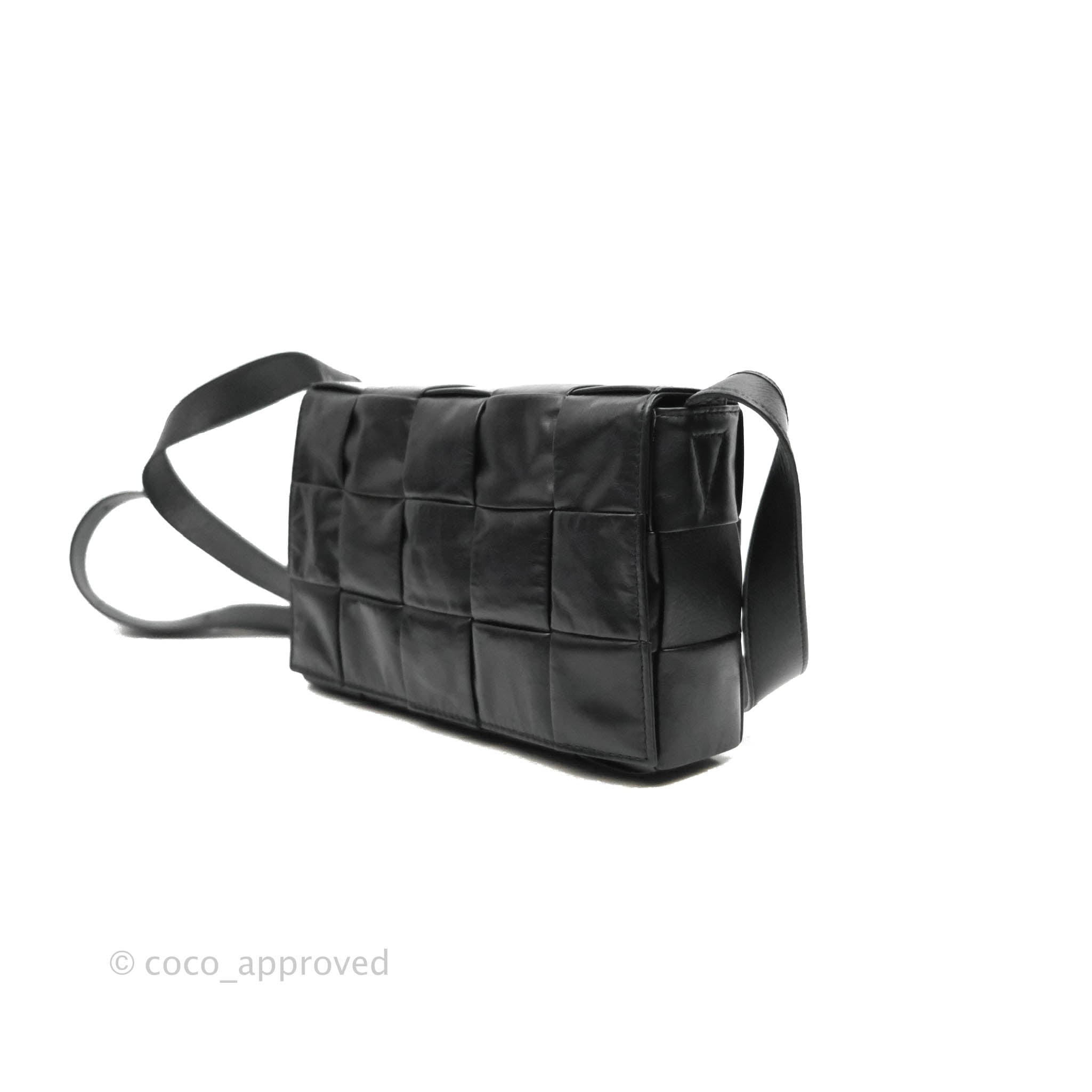 Bottega Veneta Intrecciato Leather Crossbody Bag - Black Calfskin with Silver Hardware | Luxury Shoulder Purse for Women, Perfect for Work, Travel & Evening Events