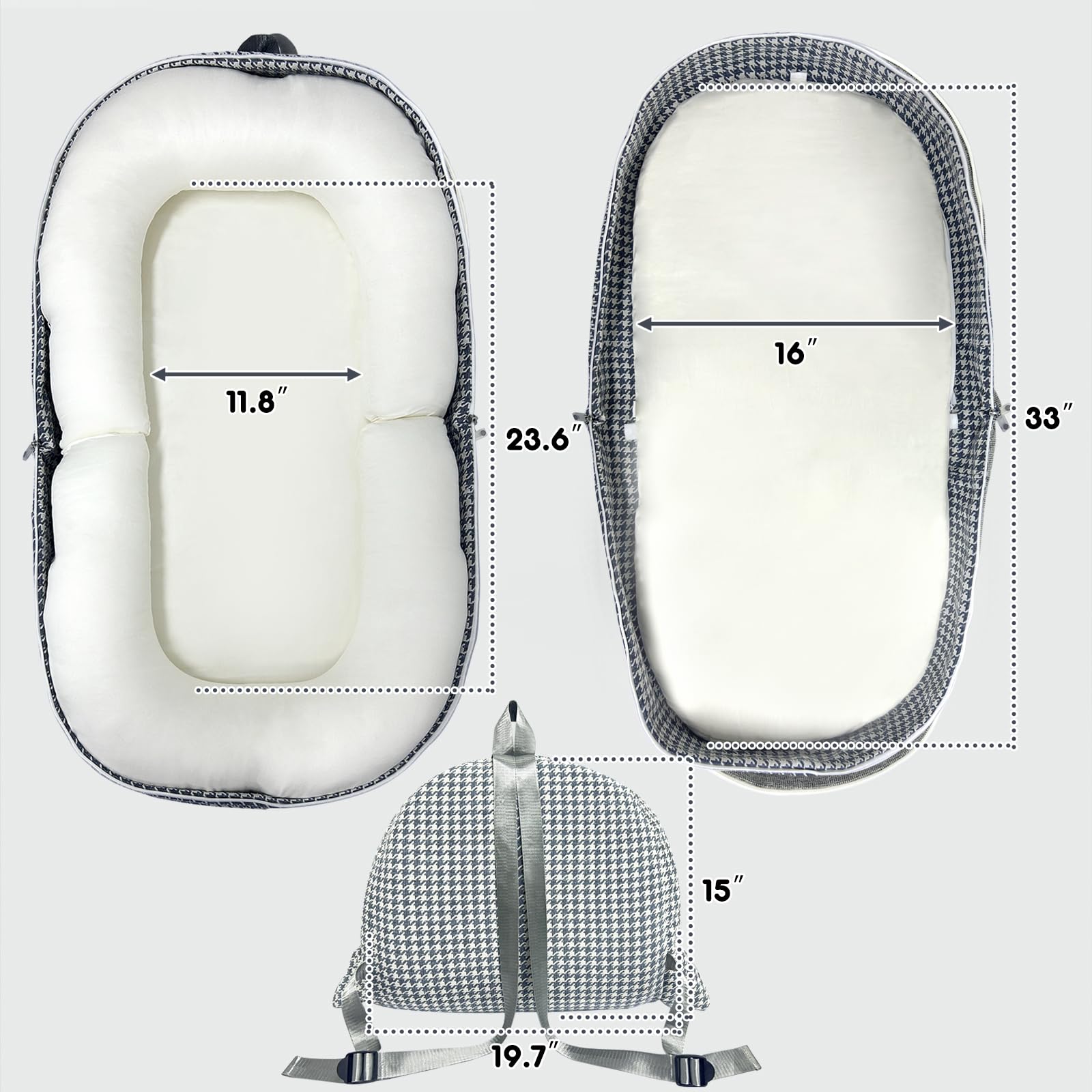 Foldable Portable Baby Lounger for Newborns 0-24 Months - Soft Infant Nest Cover for Home & Travel - Breathable Beige Baby Bed - Perfect for Nursery, Co-Sleeping & On-the-Go Parenting