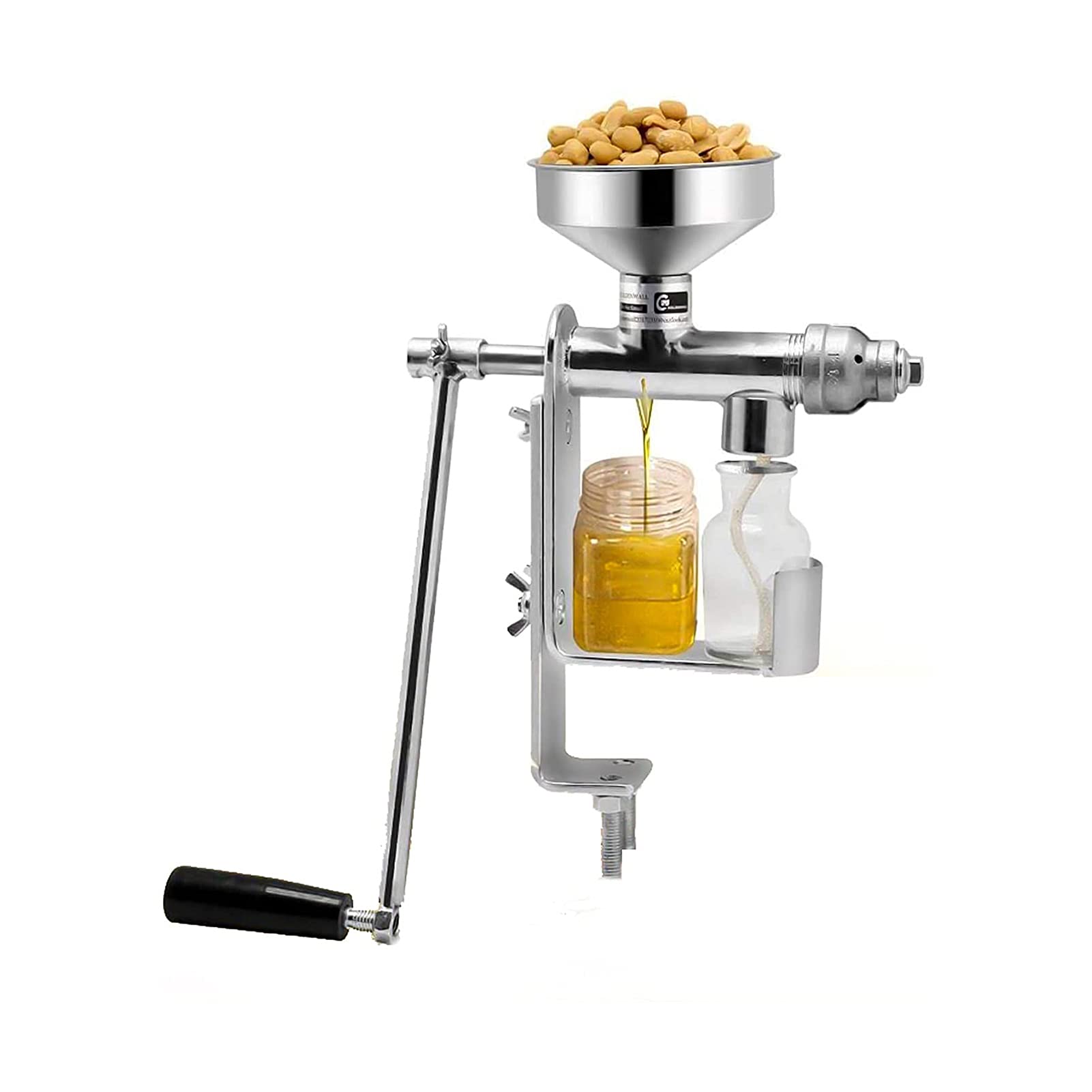 Stainless Steel Manual Cold Press Oil Machine for Home Use - Hand Crank Grain Mill Grinder for Nuts, Seeds & Cereals - Dismountable Kitchen Tool for Healthy Cooking & DIY Oil Pressing